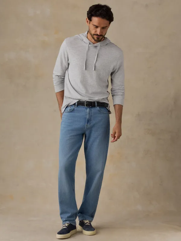 Sunwashed Organic Hoodie (Tall) - Light Grey Heather made by Faherty