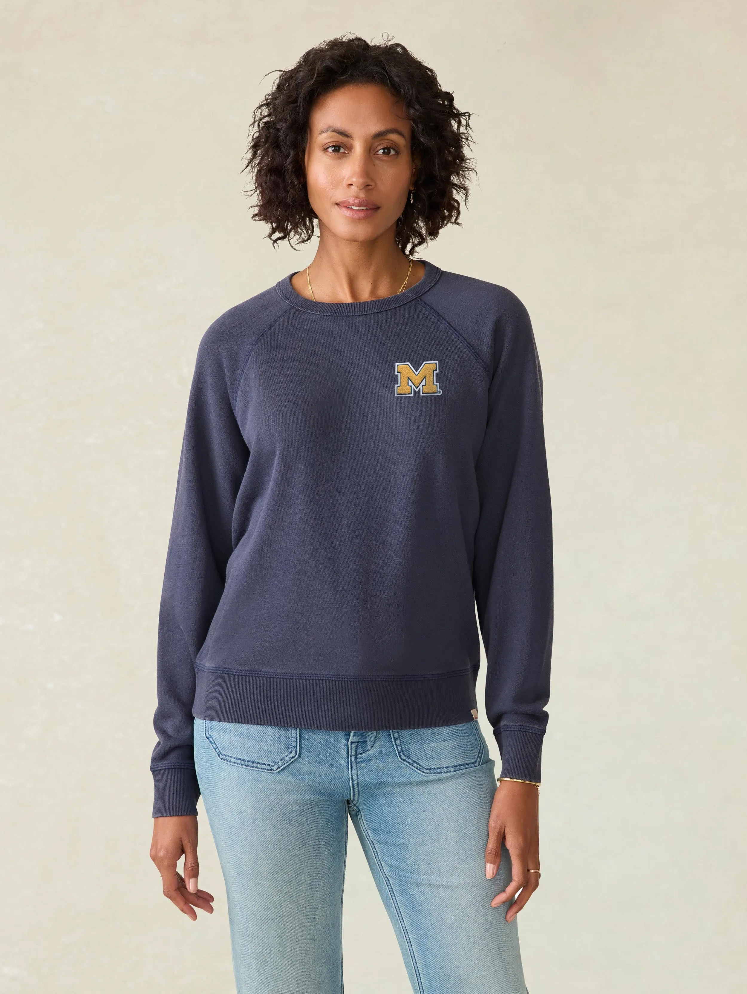 University of Michigan Coastal Cloud Crew - Navy sold by Faherty