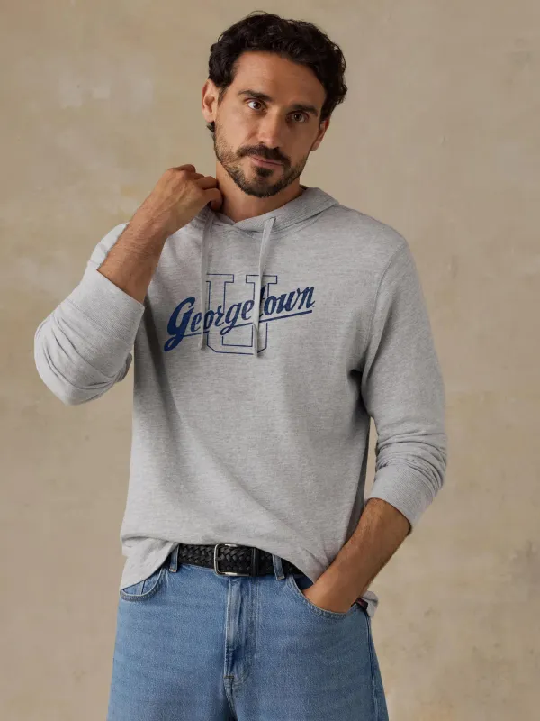 Georgetown Sunwashed Organic Hoodie - Light Grey Heather made by Faherty