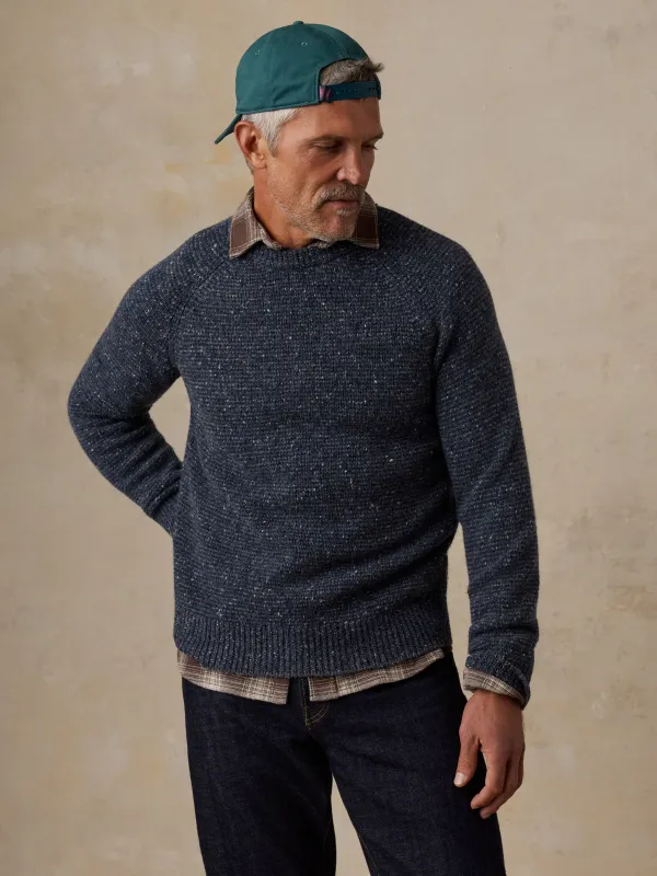 Donegal Crew Sweater - Steel Midnight Feeder made by Faherty