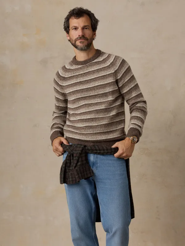 Donegal Crew Sweater - Prairie Dune Stripe made by Faherty