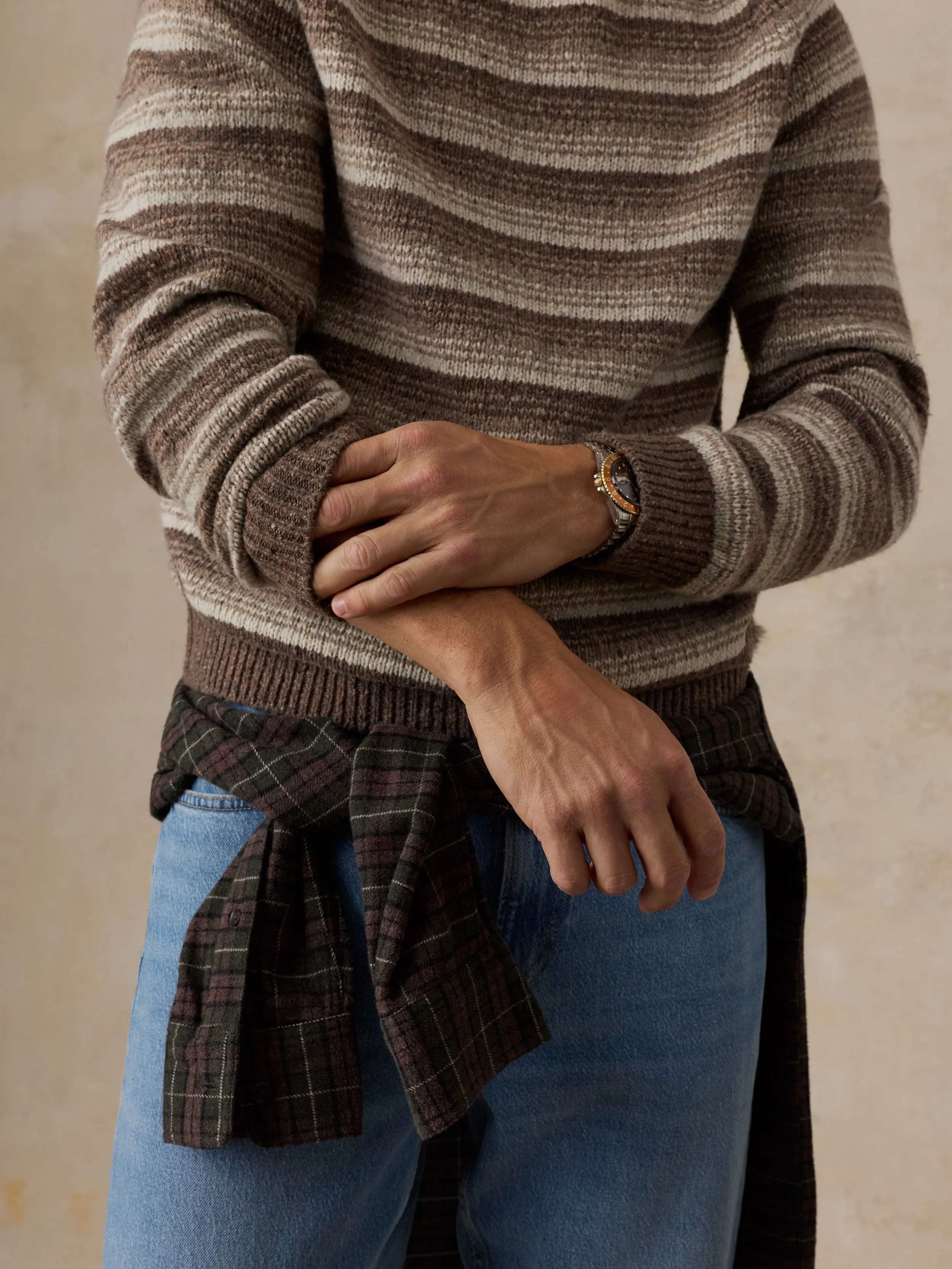 Donegal Crew Sweater - Prairie Dune Stripe sold by Faherty product image thumbnail 5