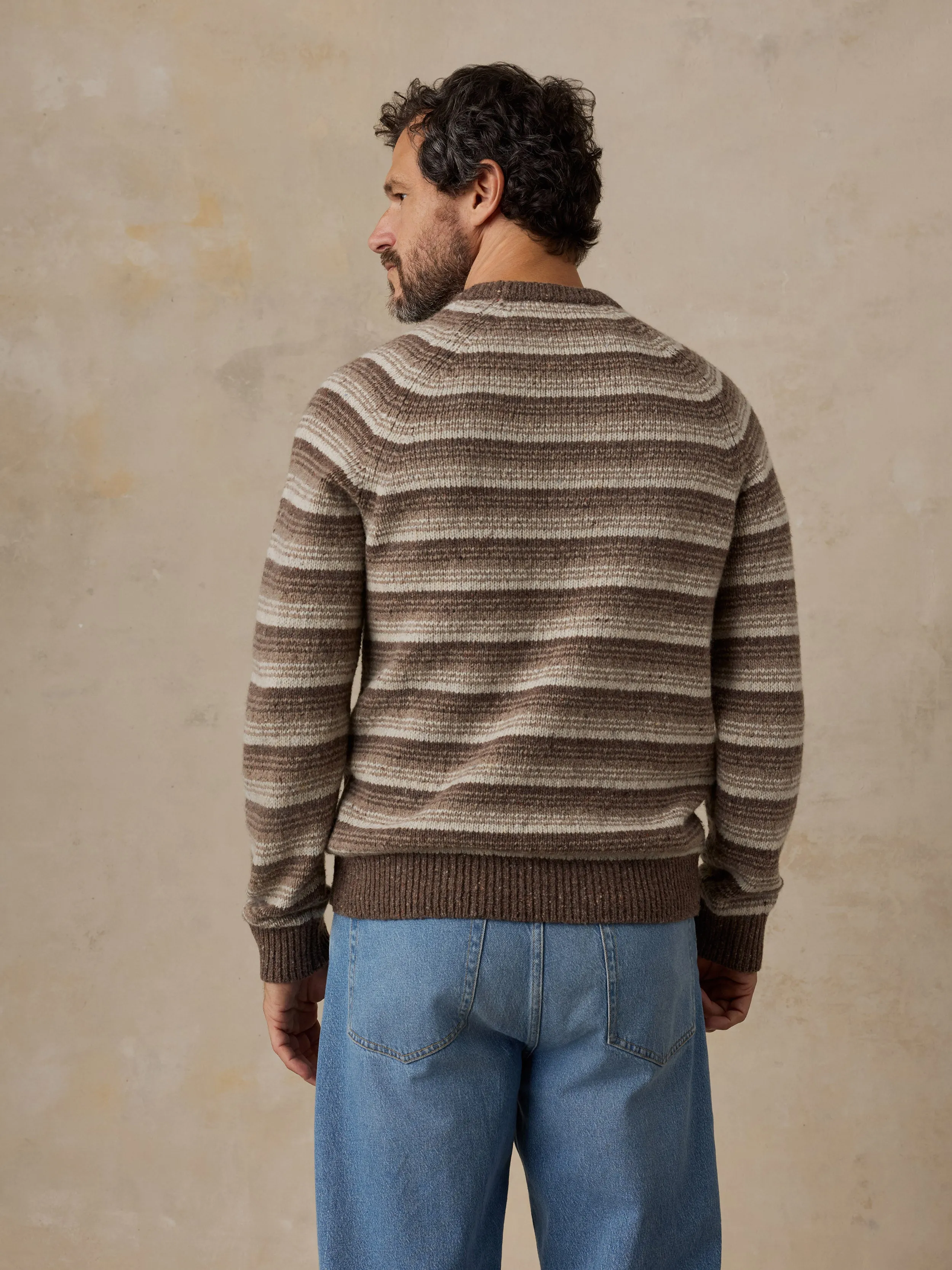 Donegal Crew Sweater - Prairie Dune Stripe sold by Faherty product image thumbnail 3