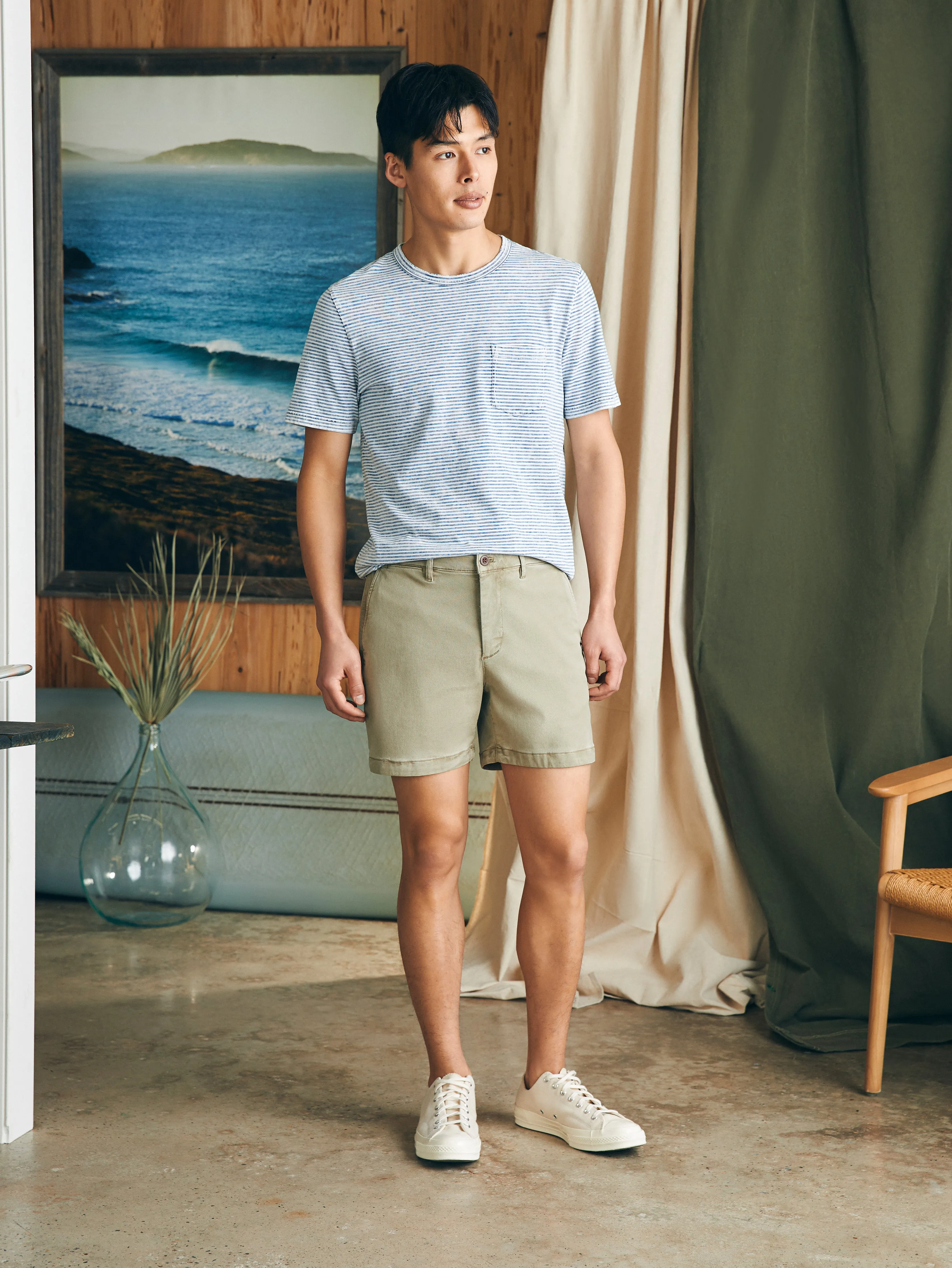 Coastline Stretch Chino Short (6" Inseam) - Mountain Olive sold by Faherty product image thumbnail 4