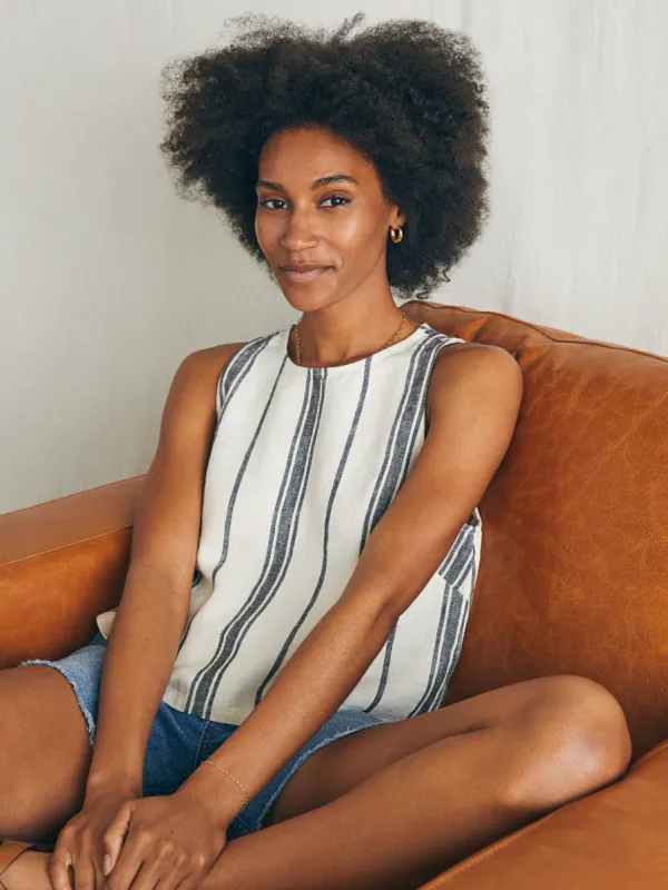 Shoreline Shell Top - Santa Cruz Stripe sold by Faherty
