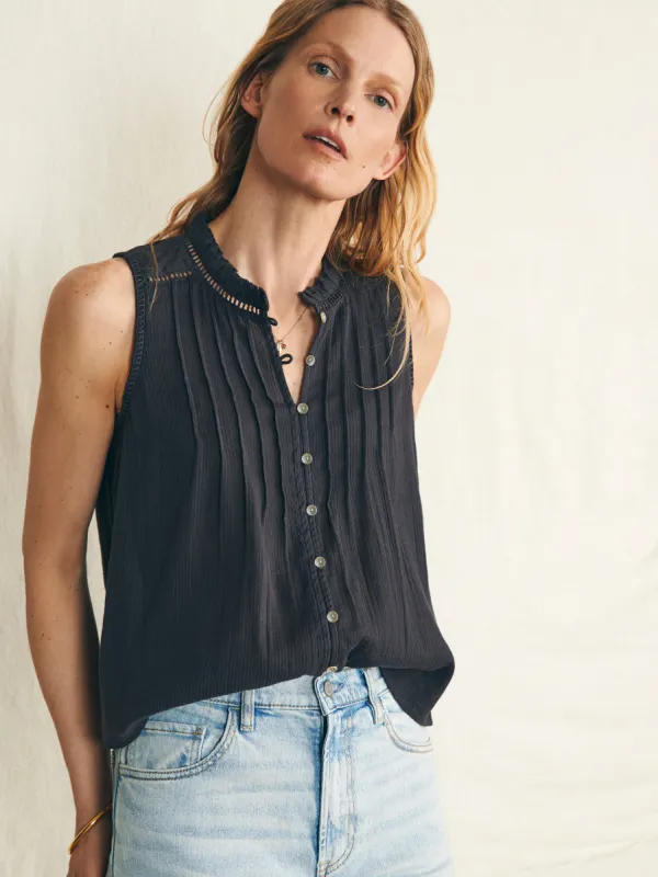 Willa Sleeveless Top - Washed Black sold by Faherty