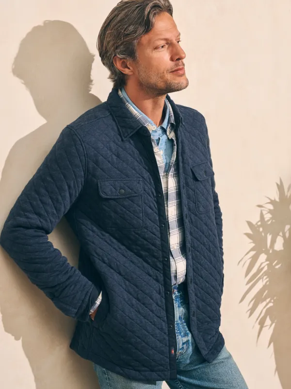 Epic Quilted Fleece CPO - Navy Melange sold by Faherty