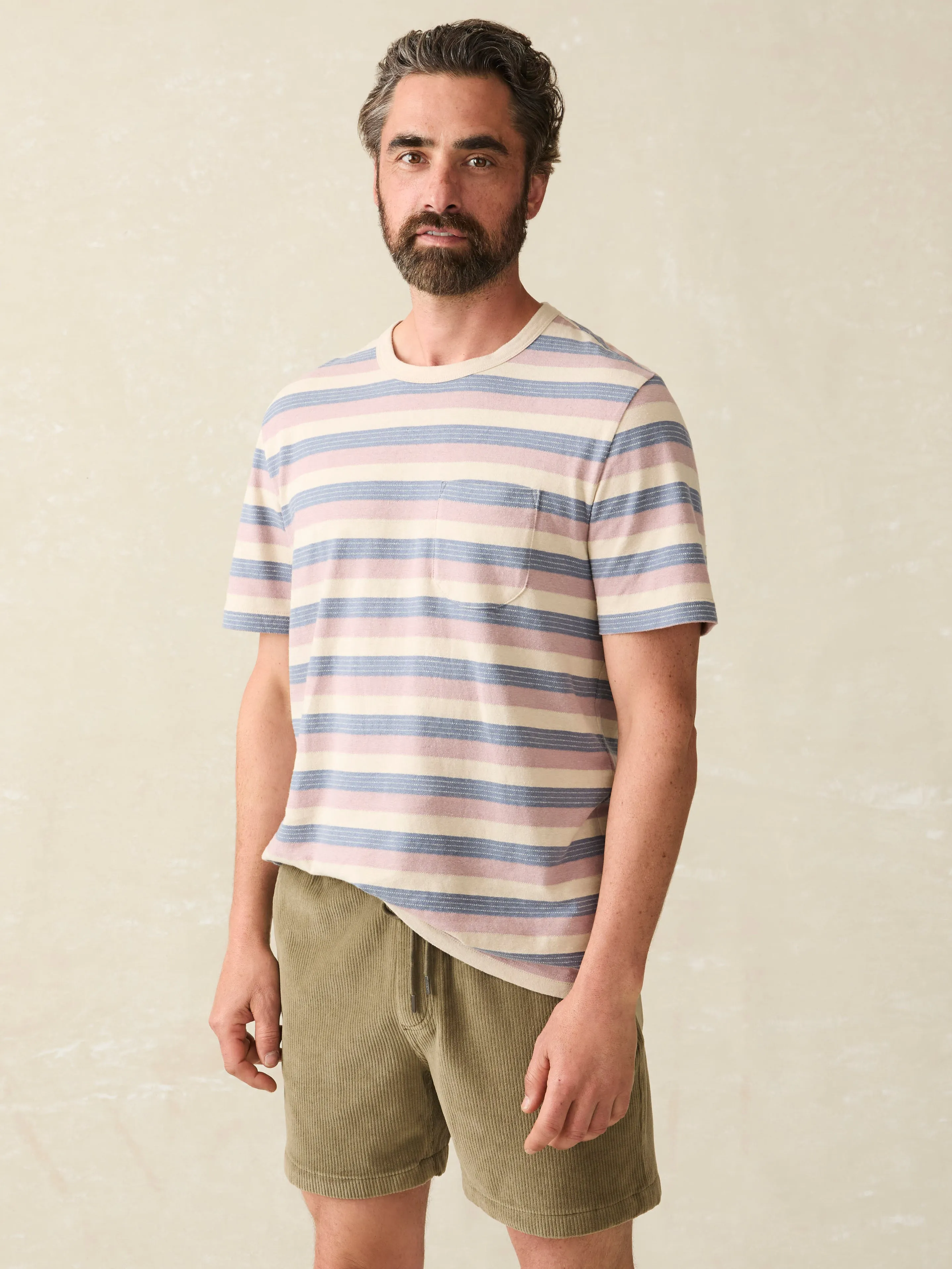 Short-Sleeve Hemp Blend Tee - Autumn Beach Ombre sold by Faherty