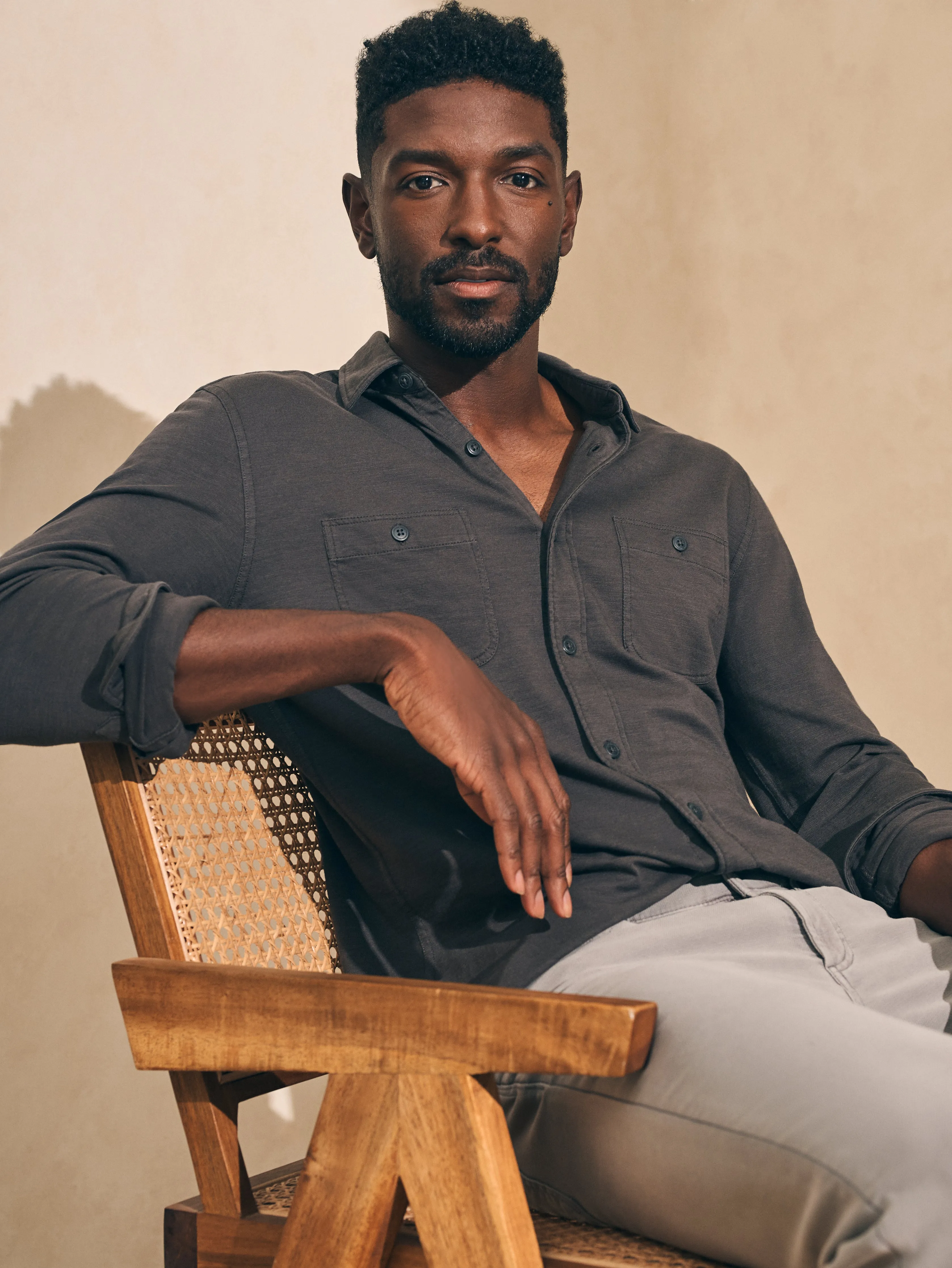 Sunwashed Knit Shirt - Washed Black sold by Faherty product image thumbnail 2