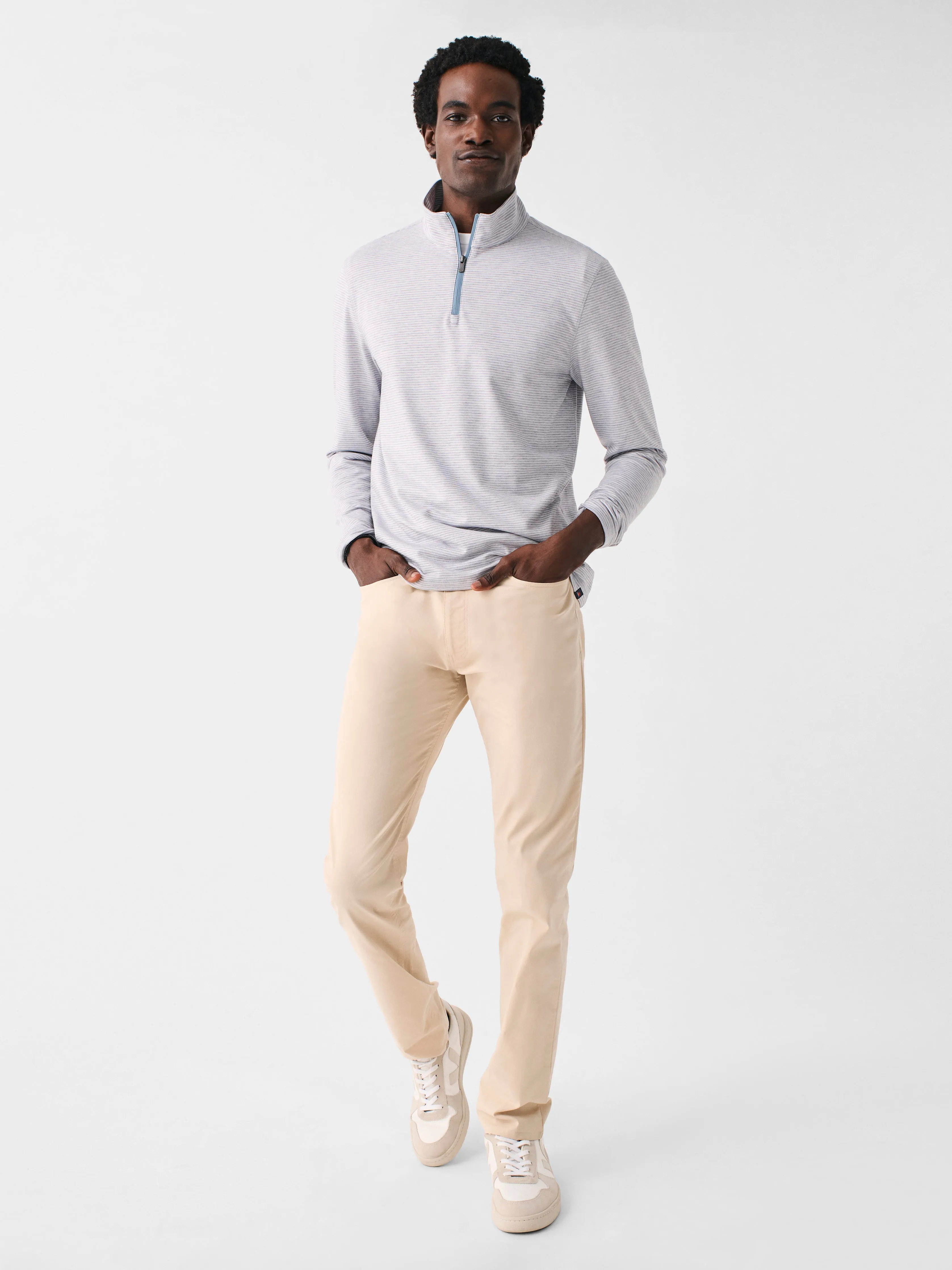 Movement™ Quarter Zip - Mountain Grey Feeder Stripe sold by Faherty product image thumbnail 3