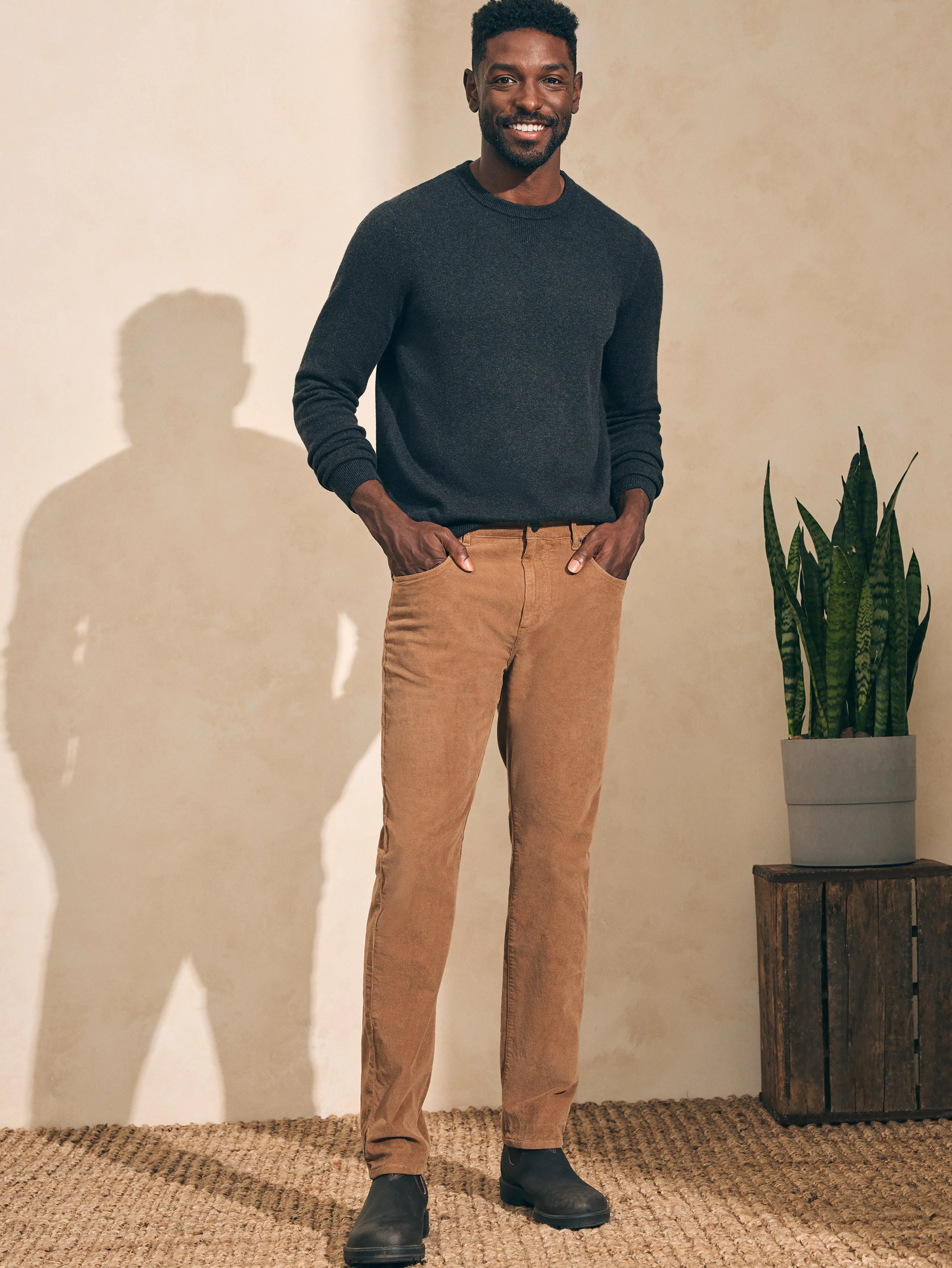 Stretch Corduroy 5-Pocket Pant (30" Inseam) - Raw Umber sold by Faherty product image thumbnail 2