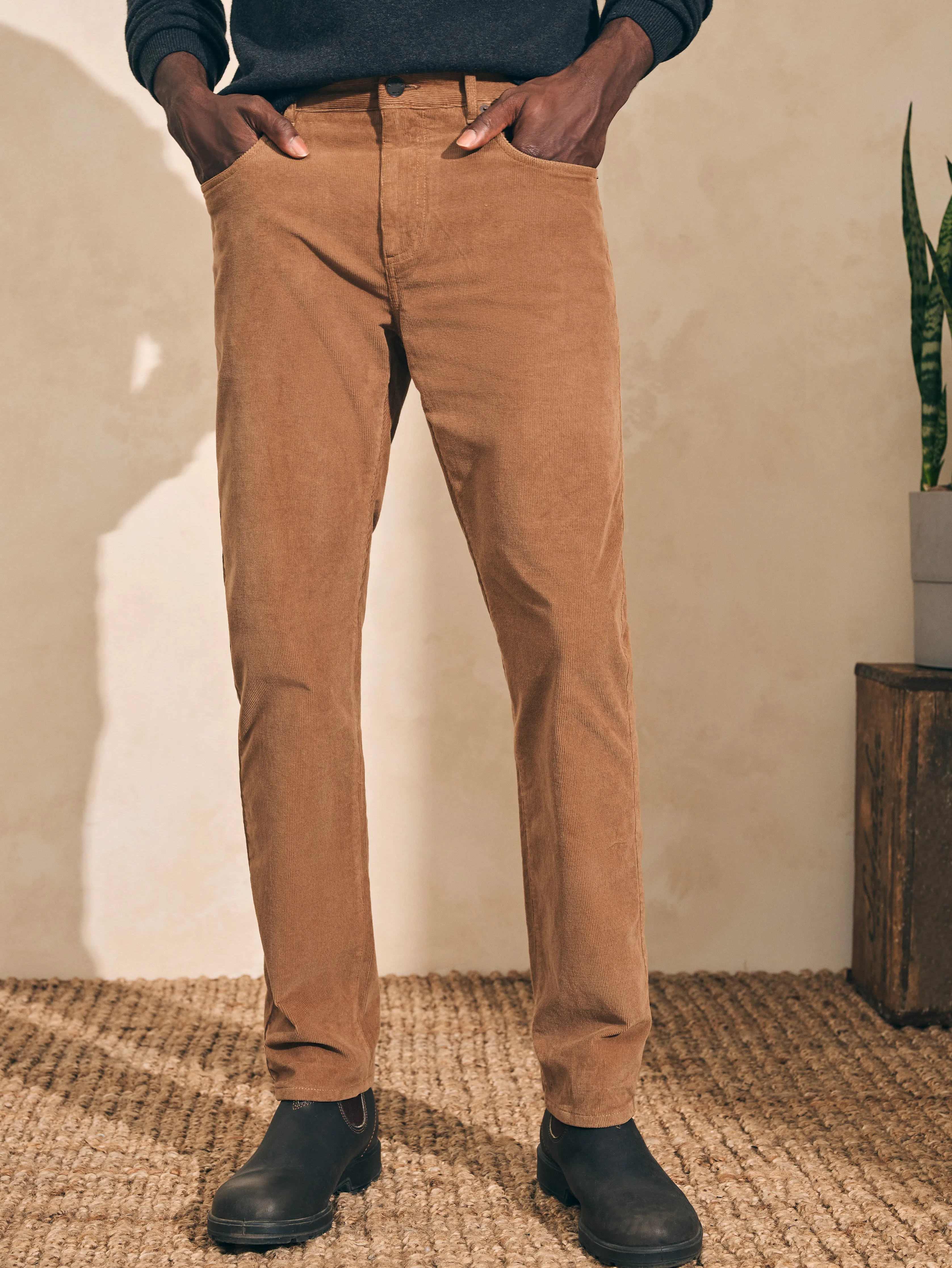 Stretch Corduroy 5-Pocket Pant (30" Inseam) - Raw Umber sold by Faherty