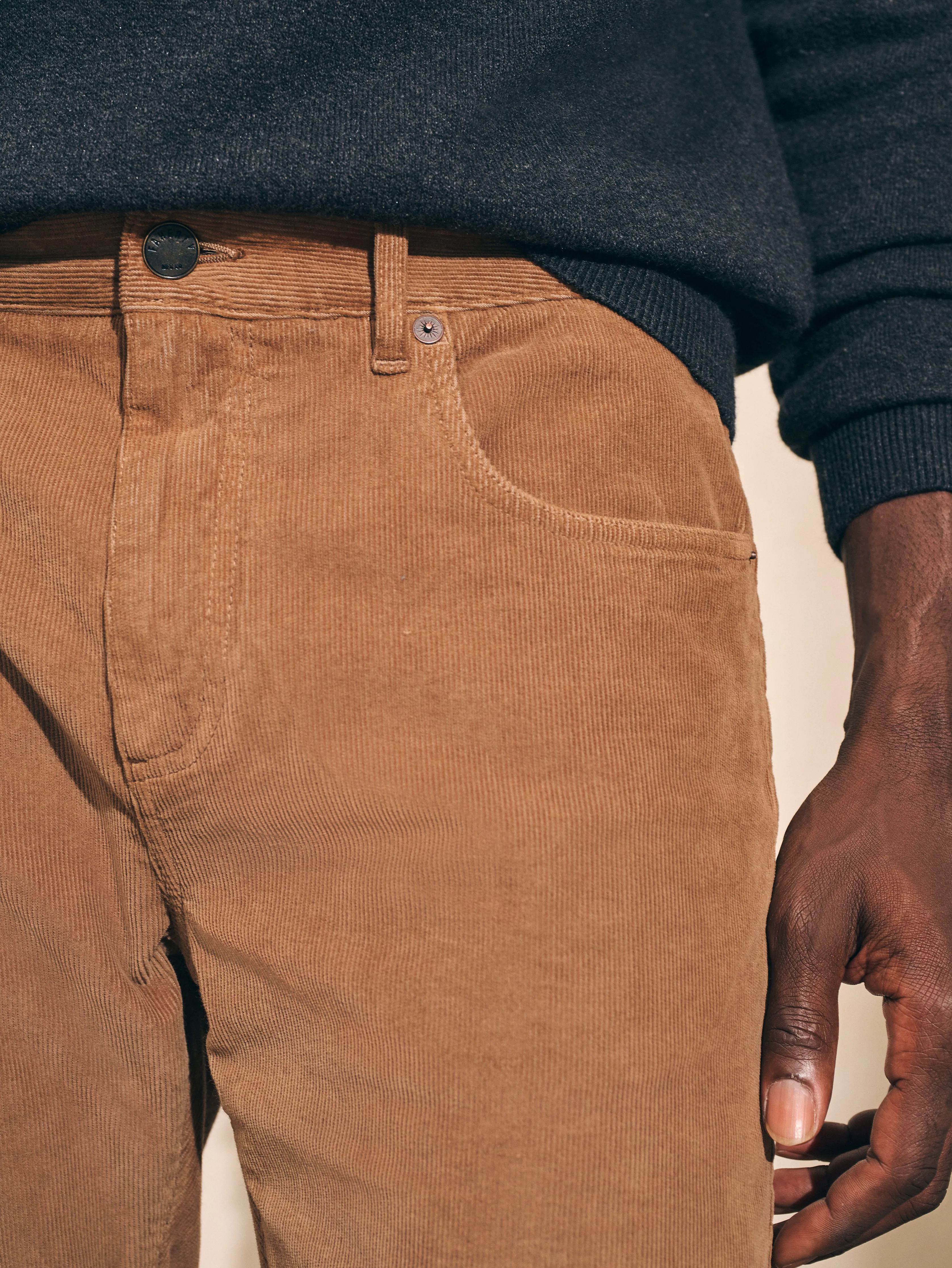 Stretch Corduroy 5-Pocket Pant (30" Inseam) - Raw Umber sold by Faherty product image thumbnail 3