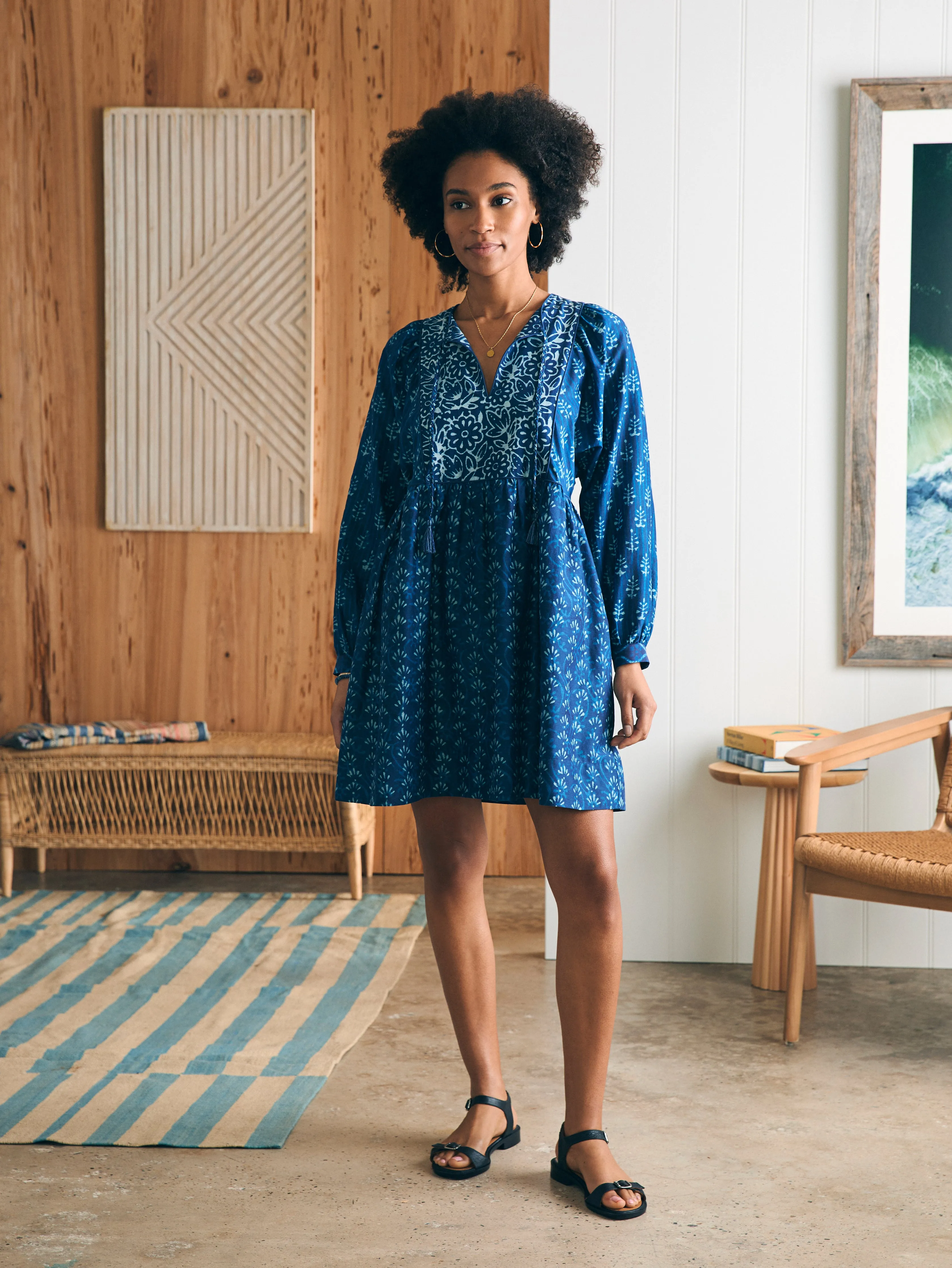Silk Blend Solstice Mini Dress - Sunburst Mix Print sold by Faherty