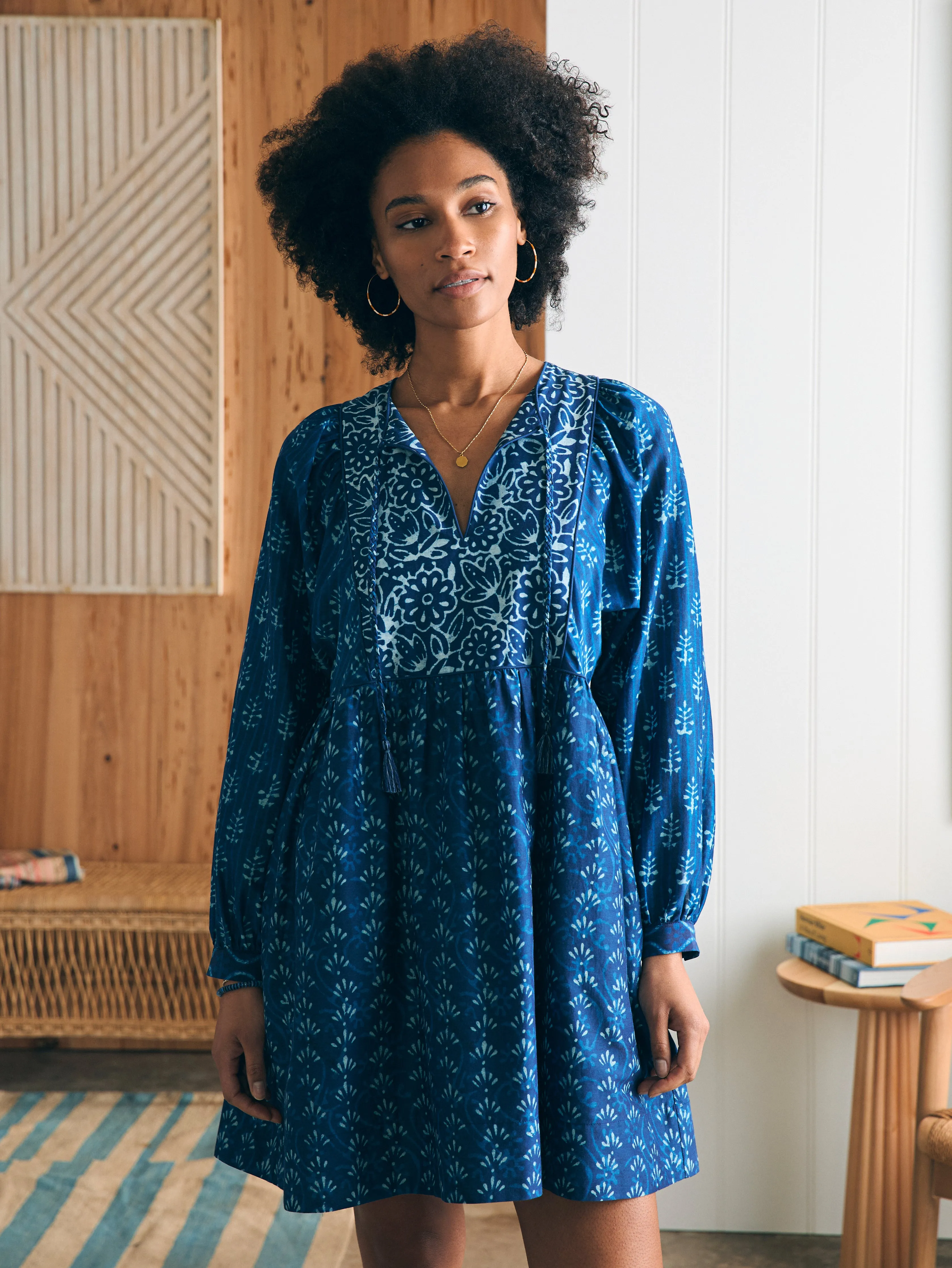 Silk Blend Solstice Mini Dress - Sunburst Mix Print sold by Faherty product image thumbnail 3