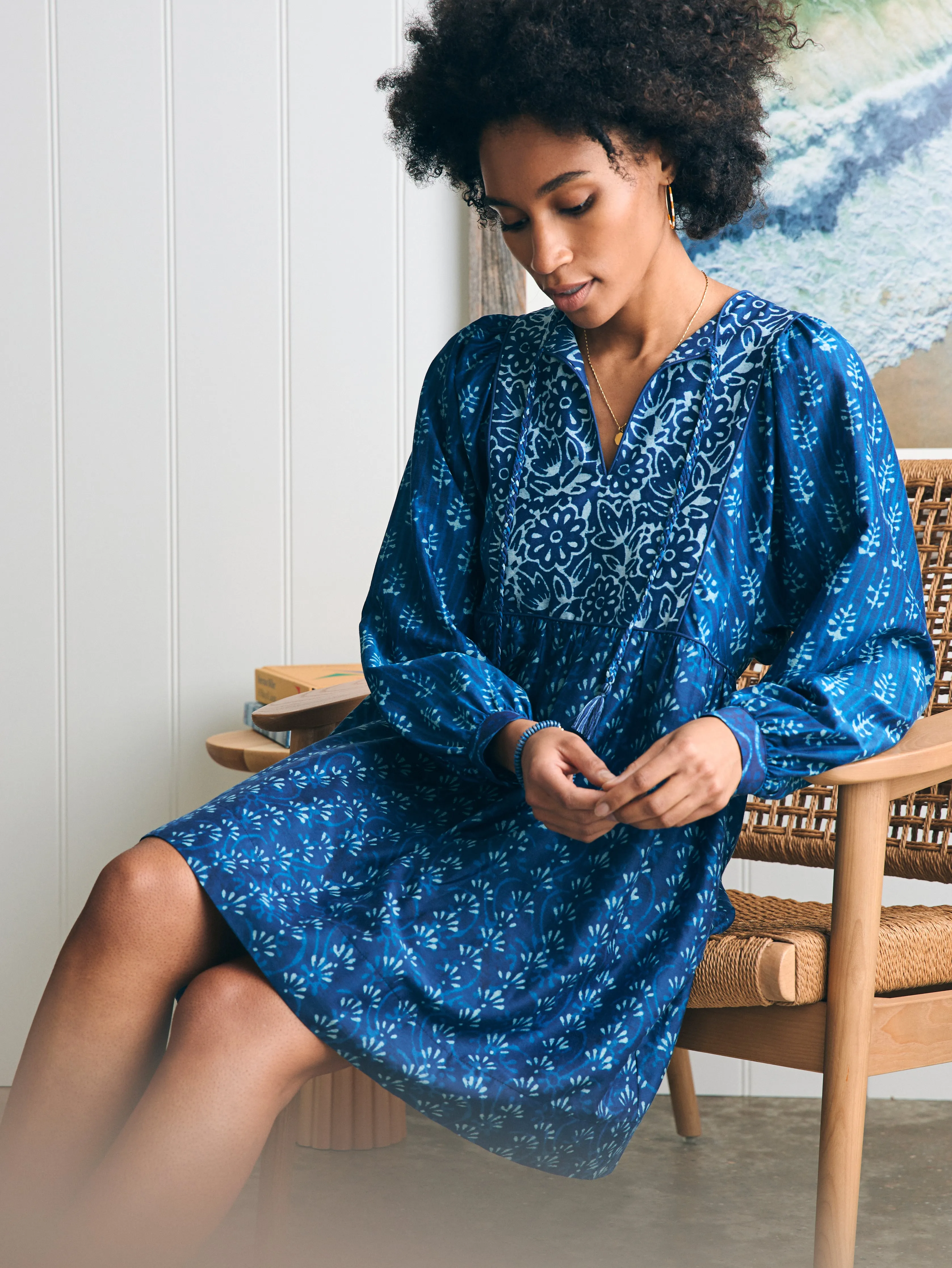 Silk Blend Solstice Mini Dress - Sunburst Mix Print sold by Faherty product image thumbnail 5