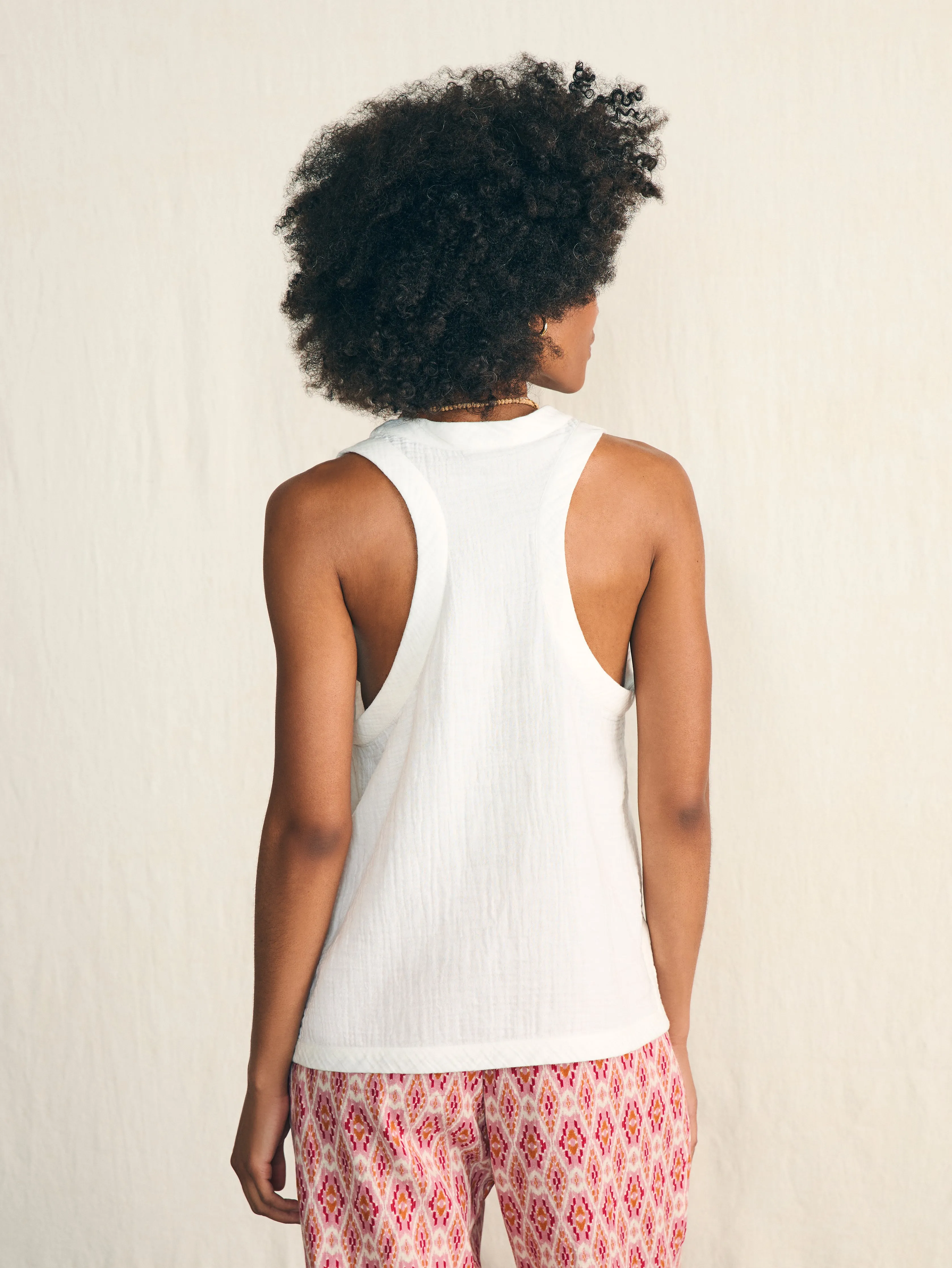 Dream Cotton Gauze Scoop Neck Tank - White sold by Faherty product image thumbnail 5