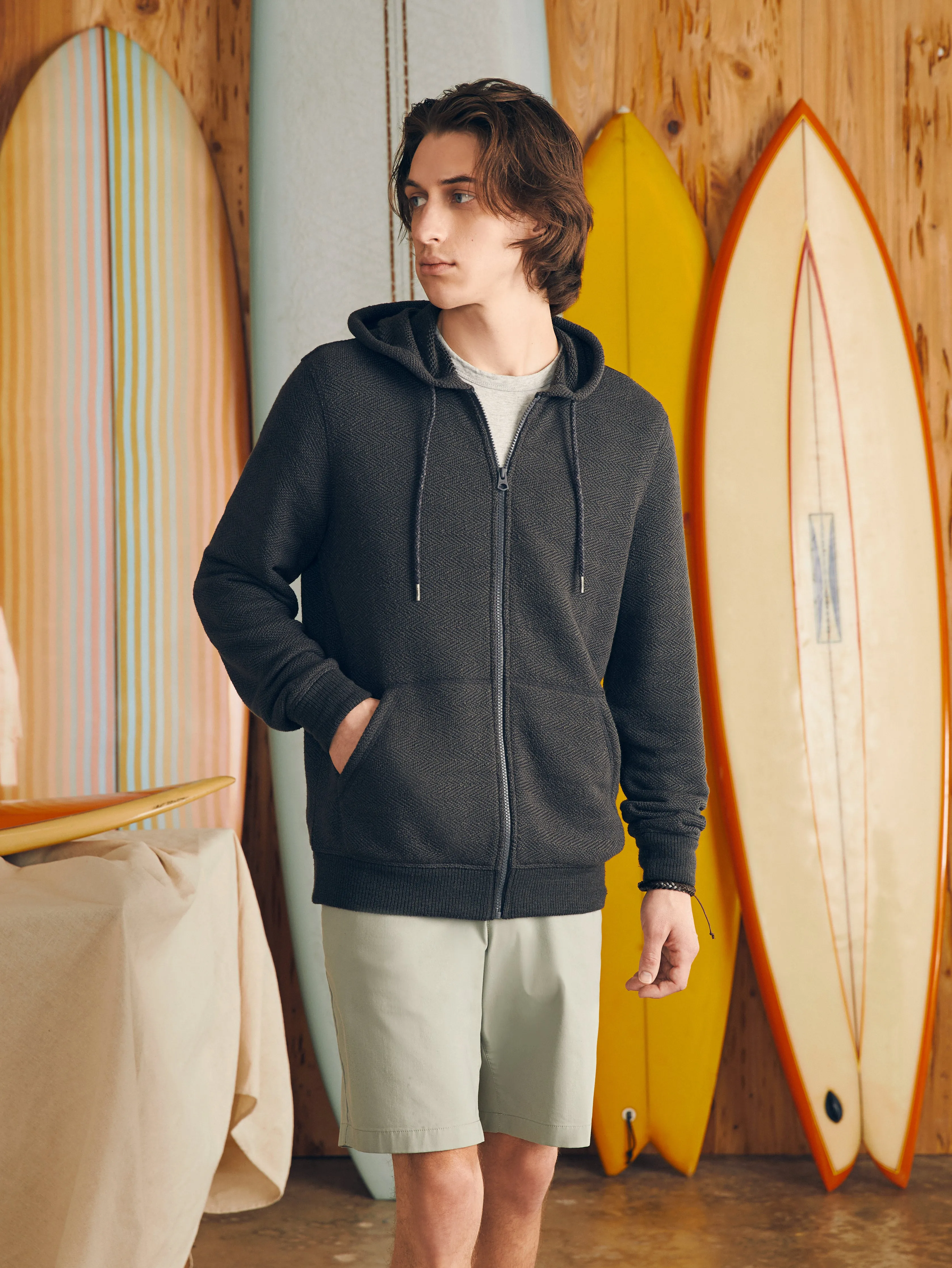 Whitewater Full Zip Hoodie - Washed Black sold by Faherty product image thumbnail 2