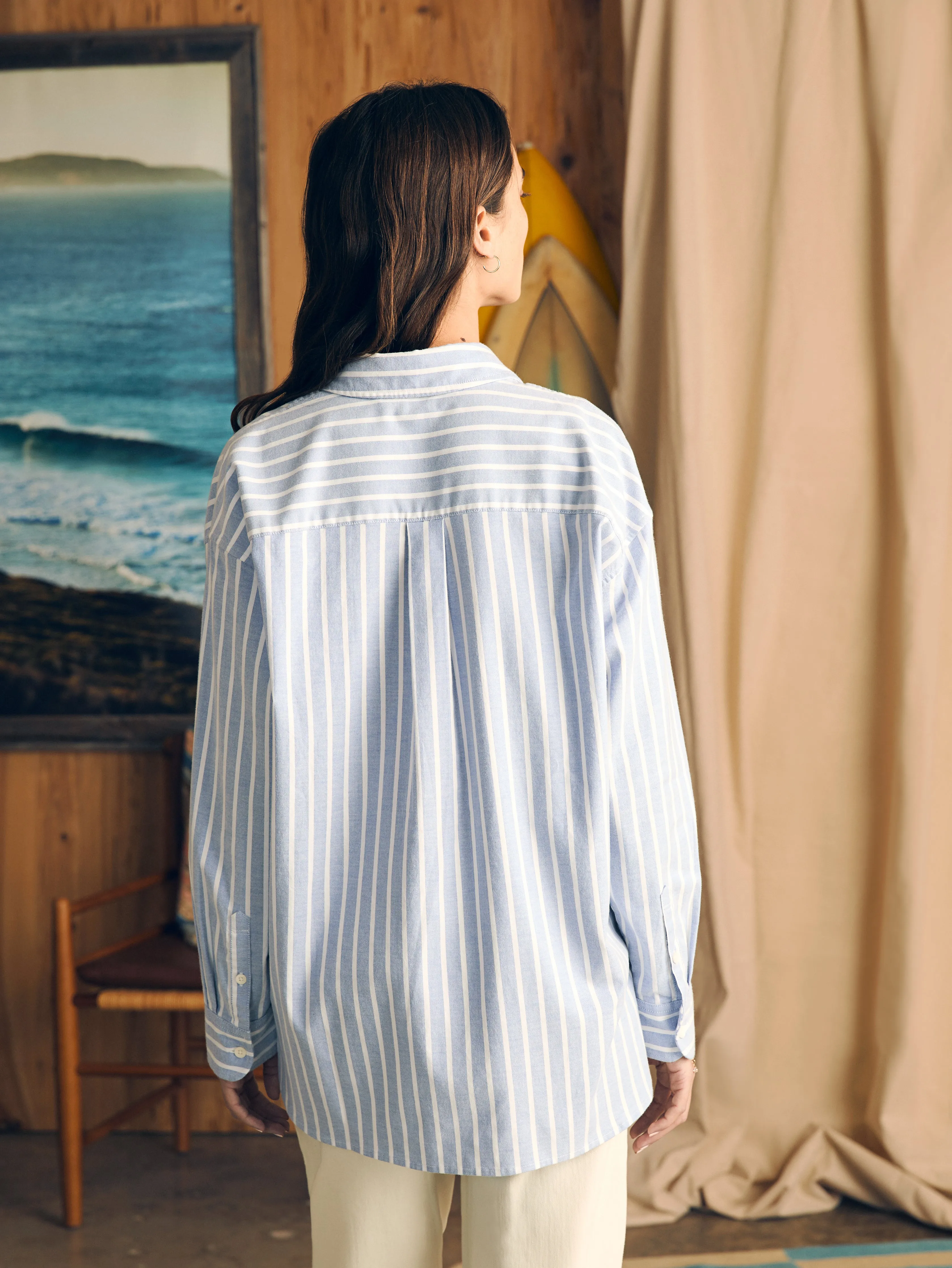 Stretch Oxford Relaxed Shirt - Mangrove Stripe sold by Faherty product image thumbnail 5