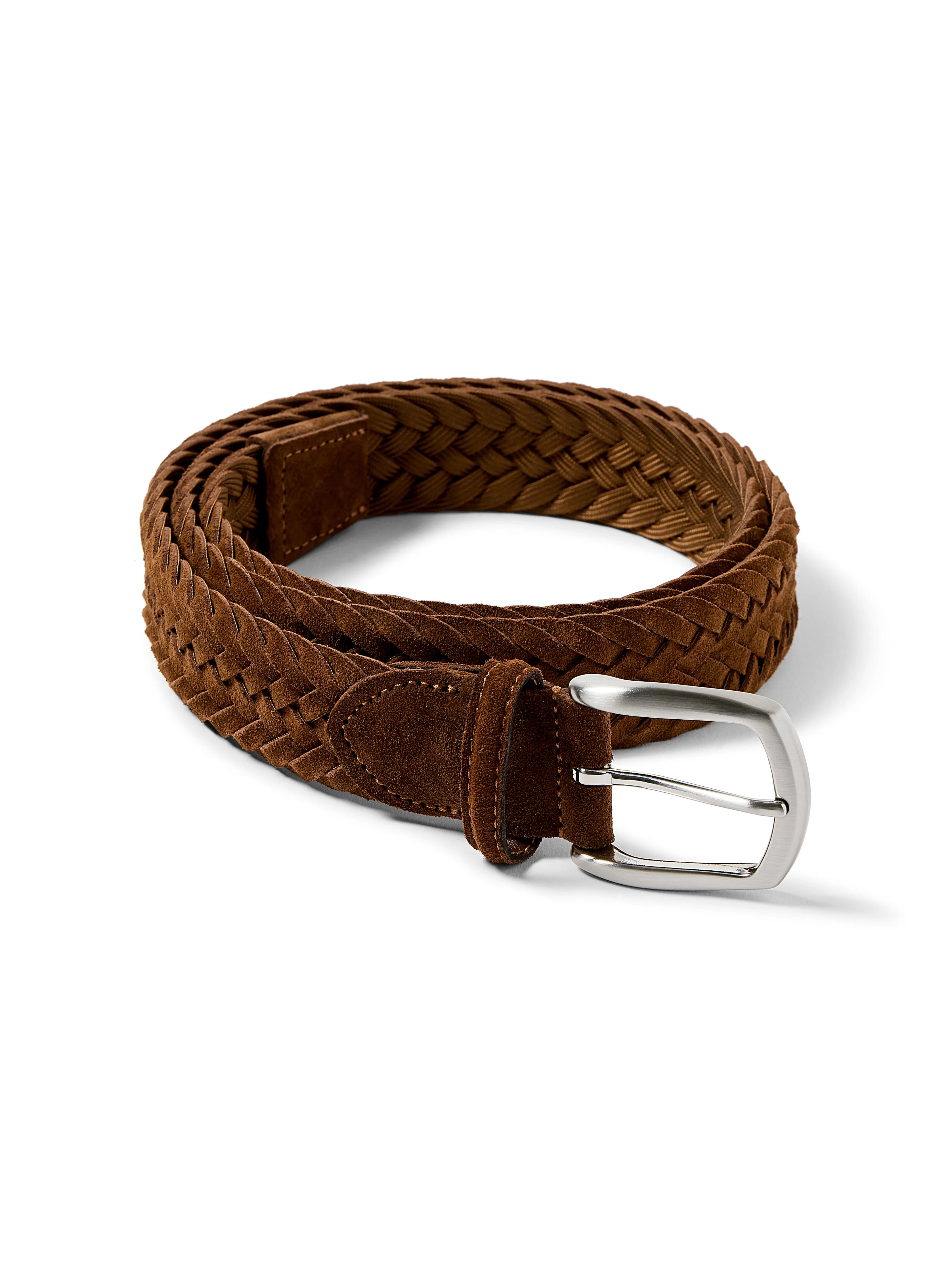 Suede Woven Belt - Brown sold by Faherty