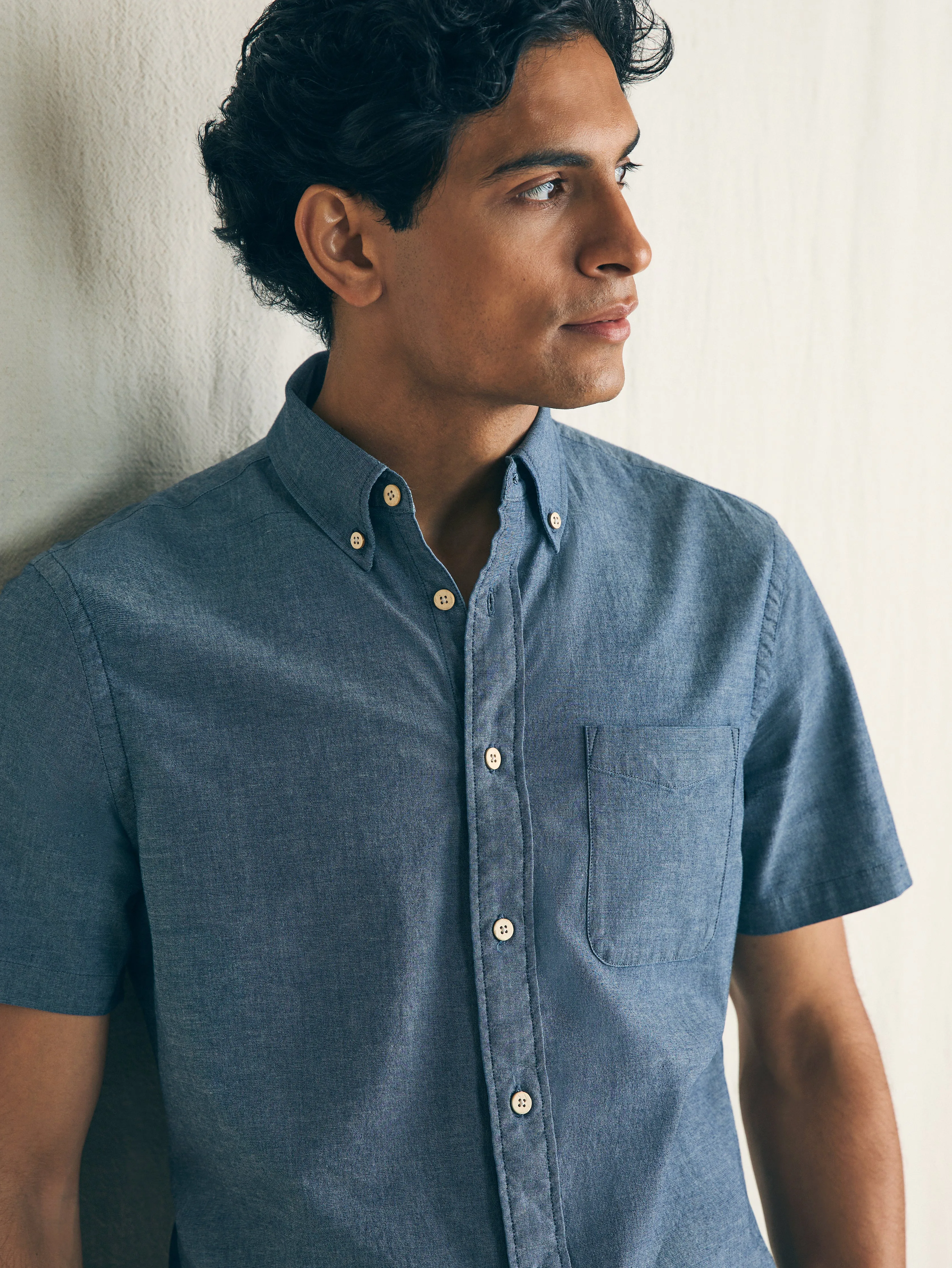 Short-Sleeve Stretch Playa Shirt (Tall) - Weathered Blue sold by Faherty product image thumbnail 3