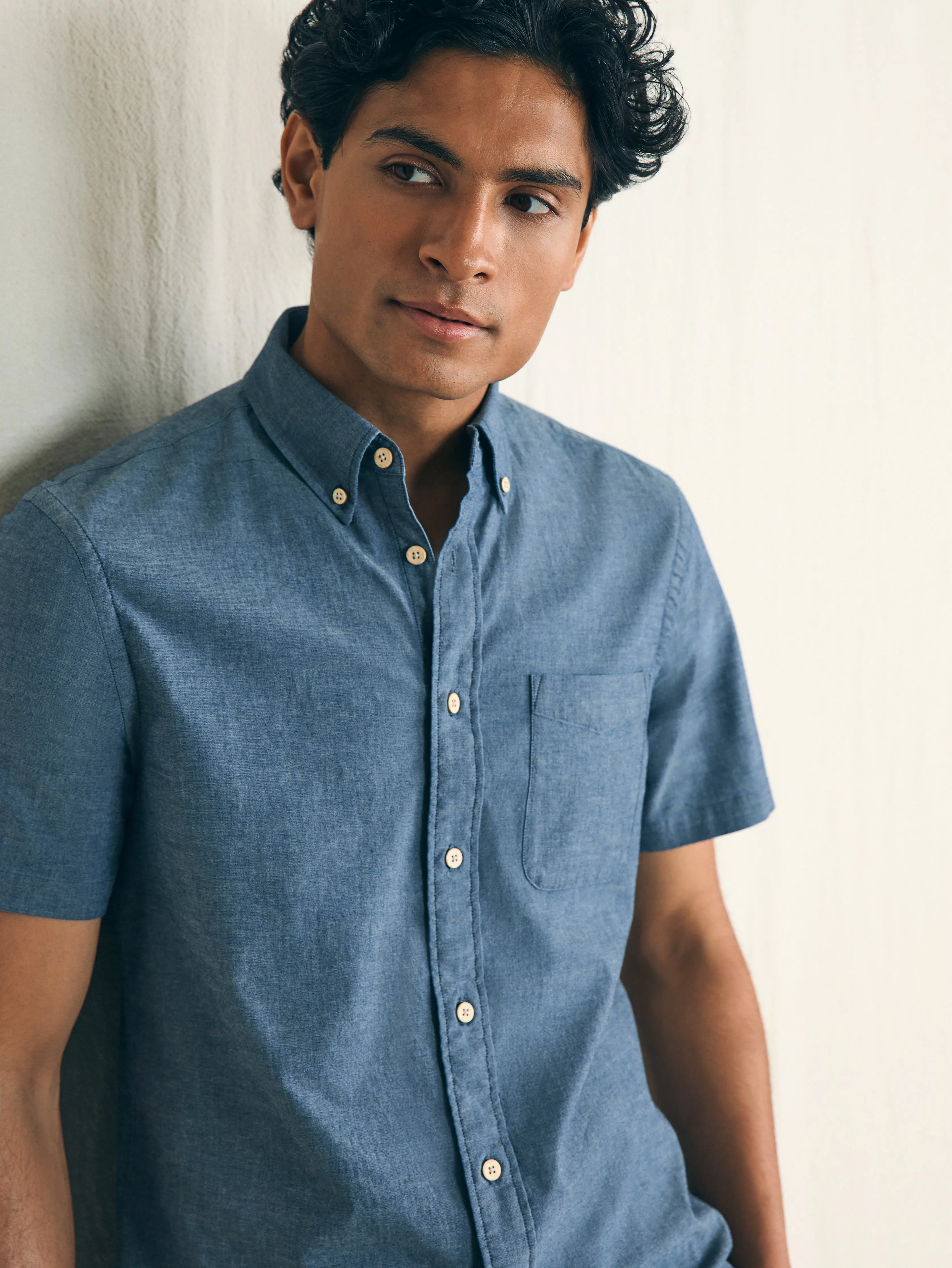 Short-Sleeve Stretch Playa Shirt (Tall) - Weathered Blue sold by Faherty product image thumbnail 5
