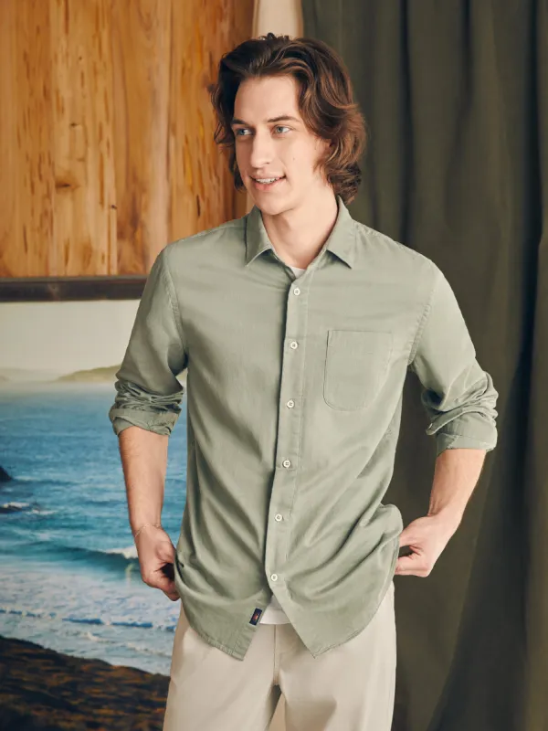 Sunwashed Chambray Shirt - Desert Olive sold by Faherty