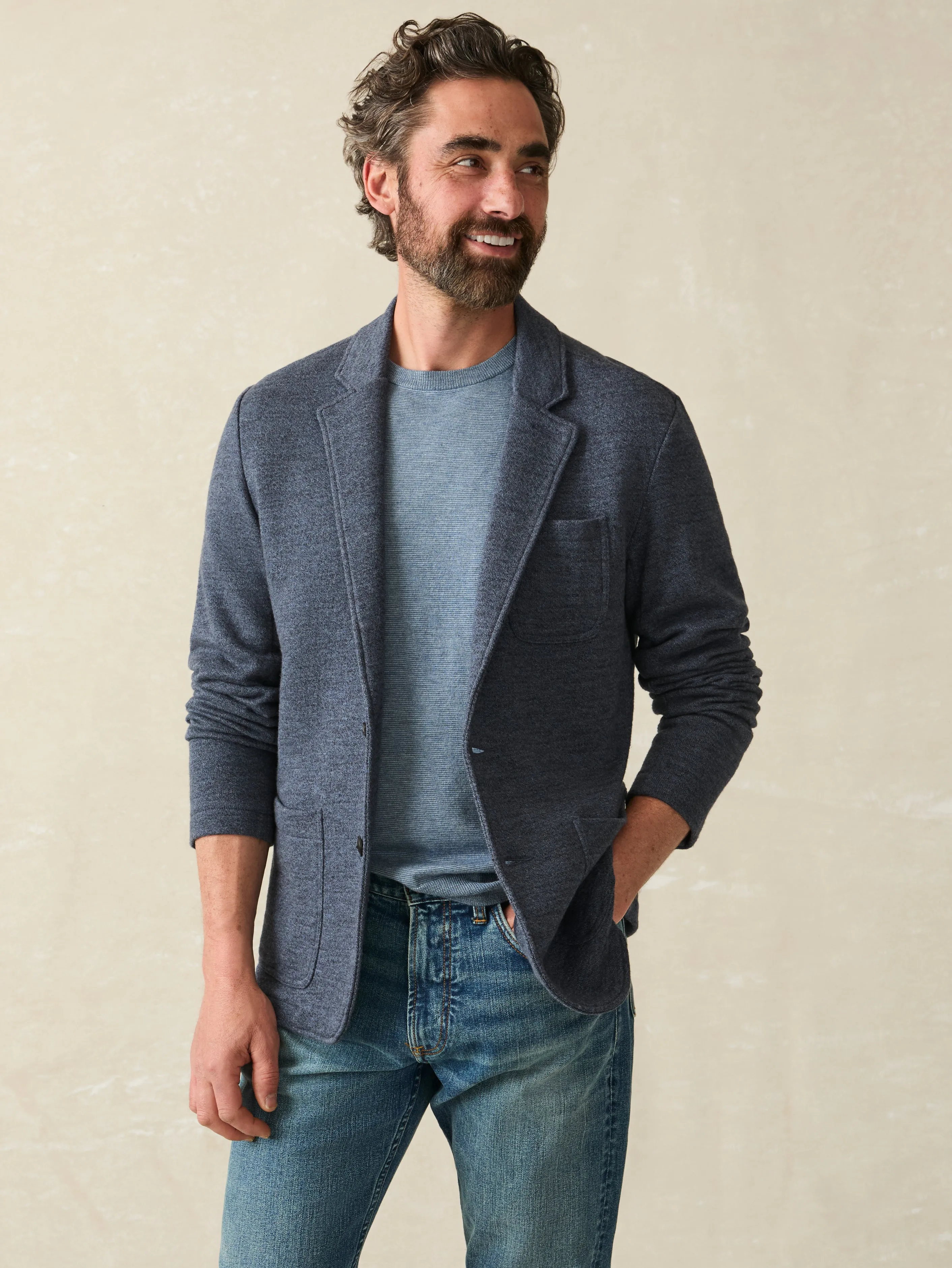 Inlet Knit Blazer - Deep Navy Melange sold by Faherty product image thumbnail 2