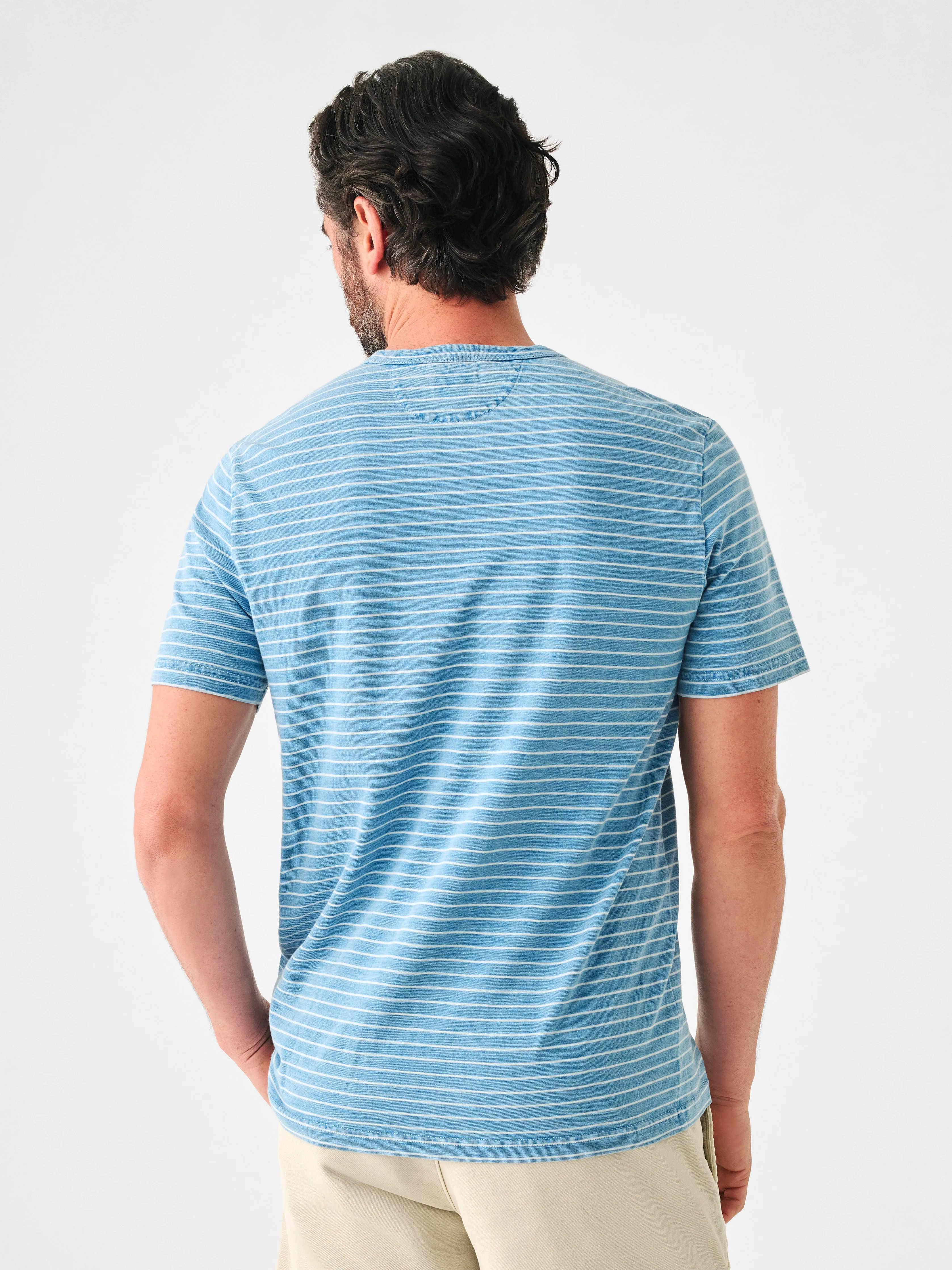 Short-Sleeve Indigo Pocket Tee - Indigo Beach Stripe sold by Faherty product image thumbnail 5