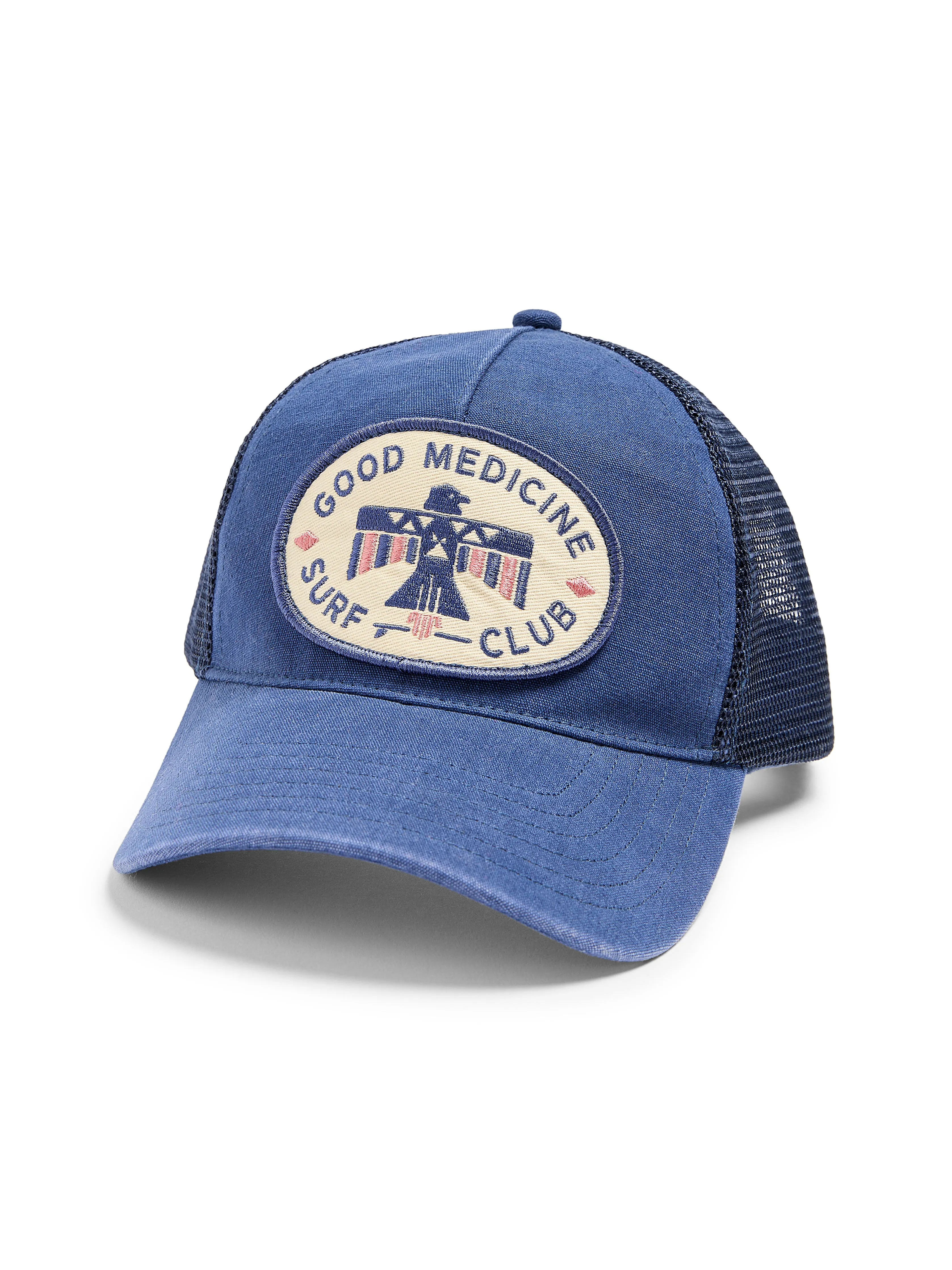 Steven Paul Judd Good Medicine Trucker Hat - Navy sold by Faherty