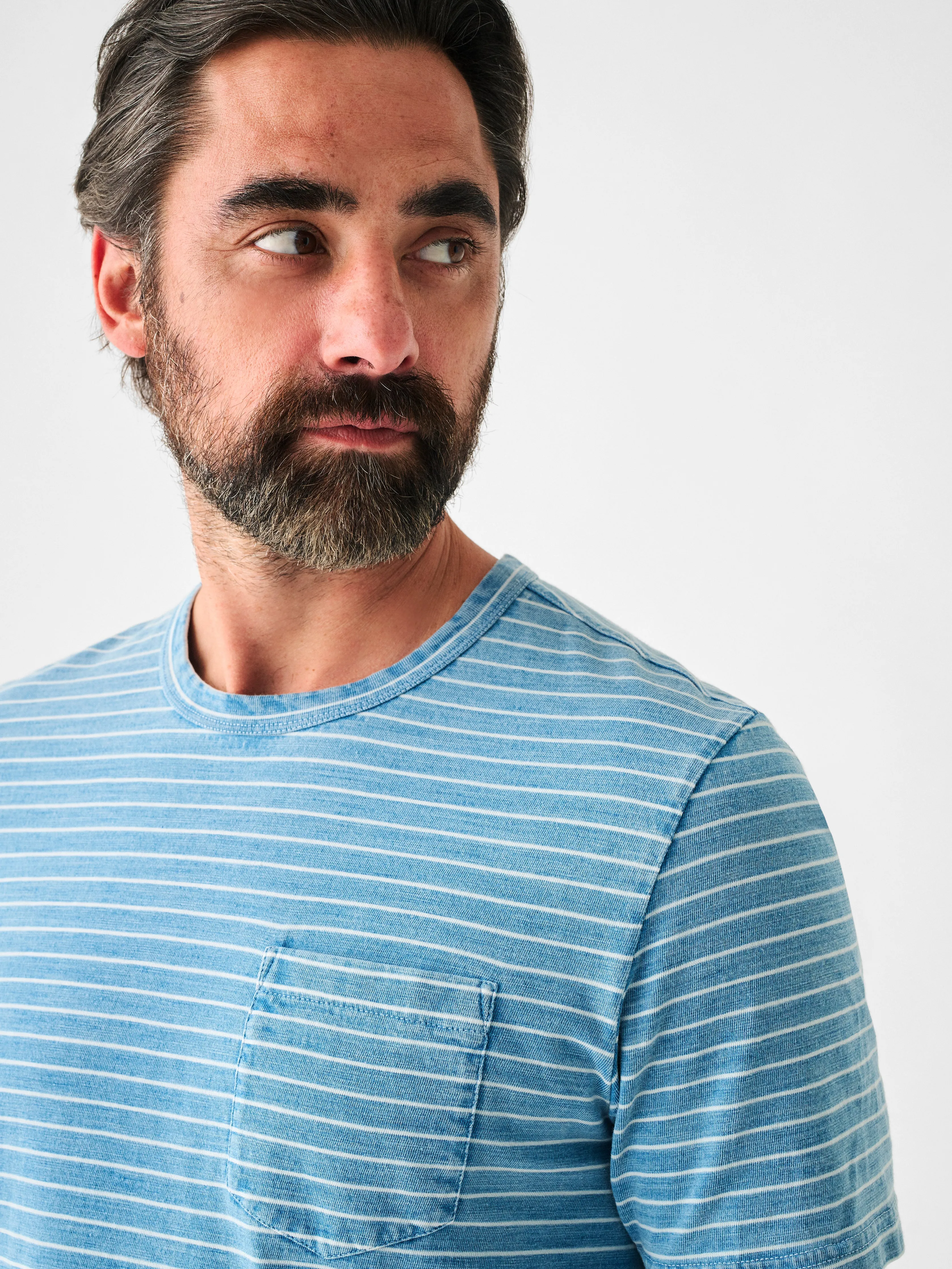 Short-Sleeve Indigo Pocket Tee - Indigo Beach Stripe sold by Faherty product image thumbnail 3