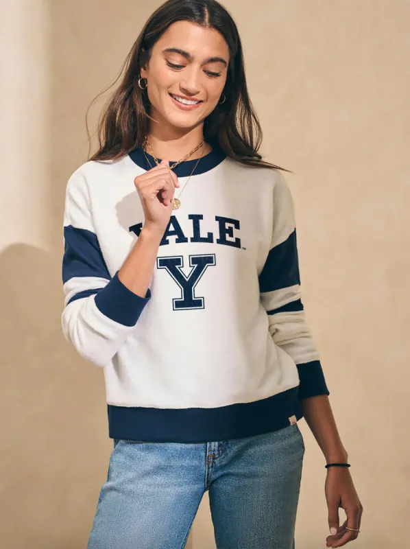 Beach Fleece Yale Logo Quarter Zip - Navy Multi sold by Faherty