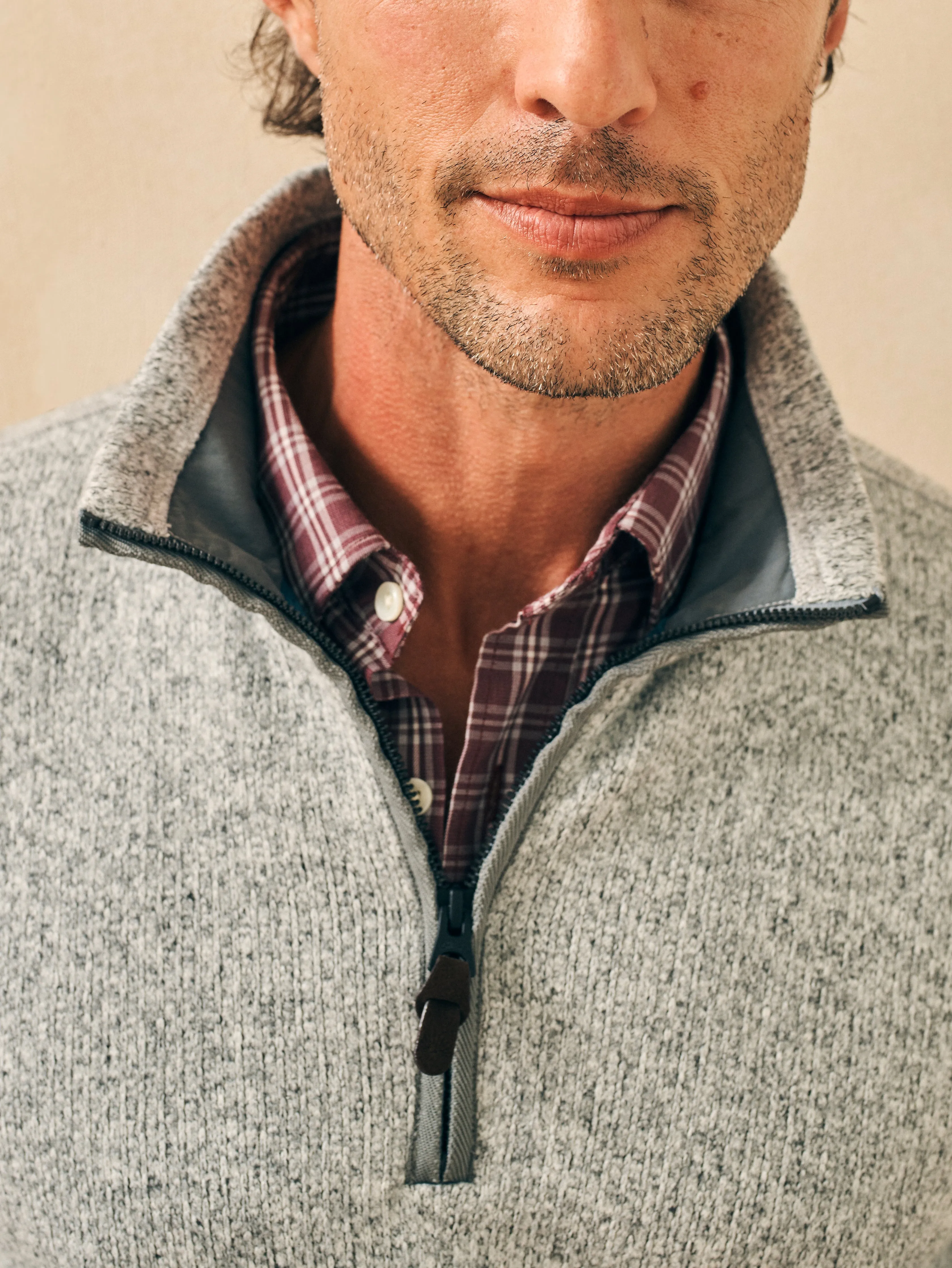 Sweater Fleece Quarter Zip - Light Granite sold by Faherty product image thumbnail 2