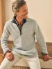 Sweater Fleece Quarter Zip - Light Granite sold by Faherty