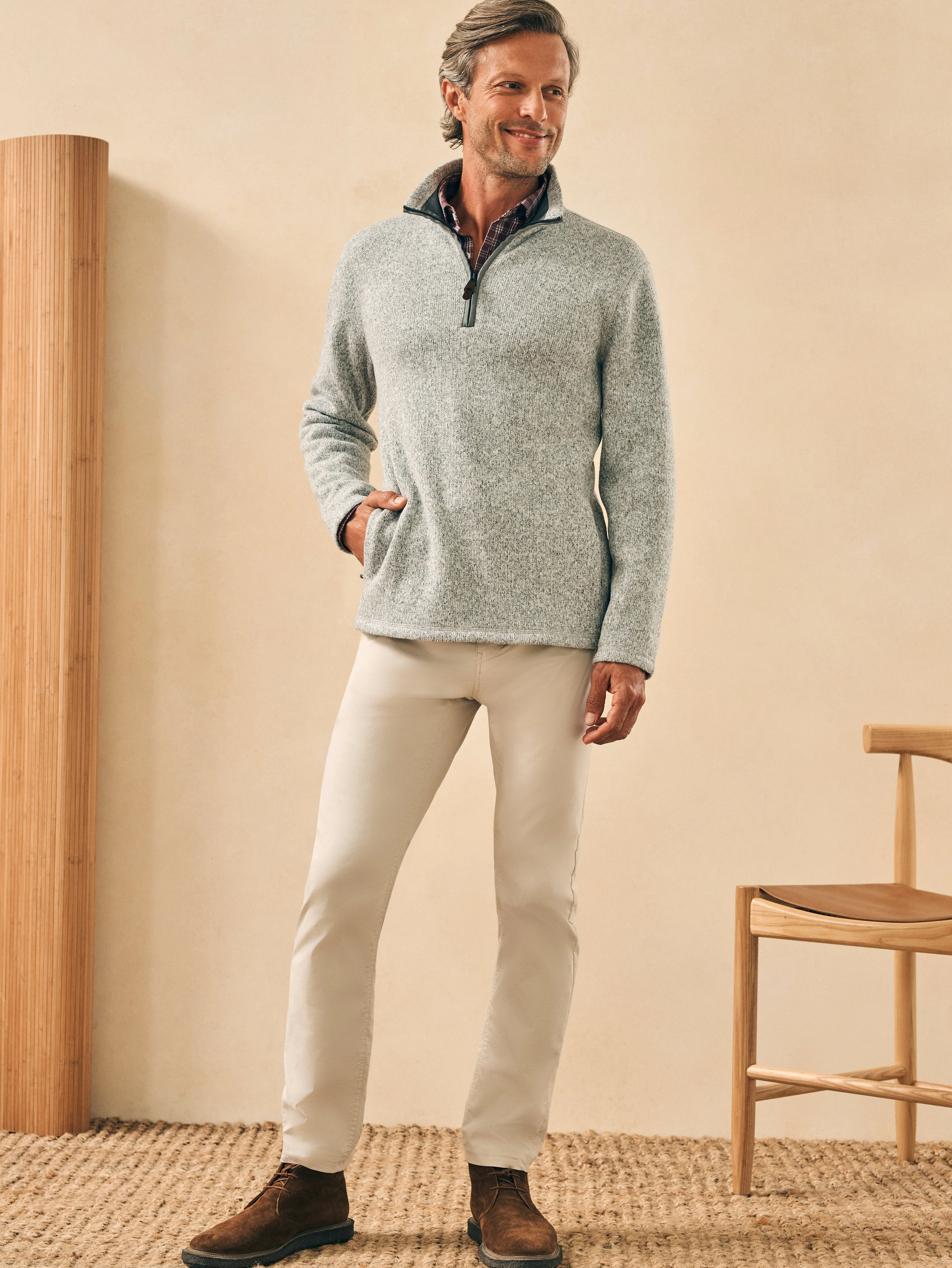 Sweater Fleece Quarter Zip - Light Granite sold by Faherty product image thumbnail 4