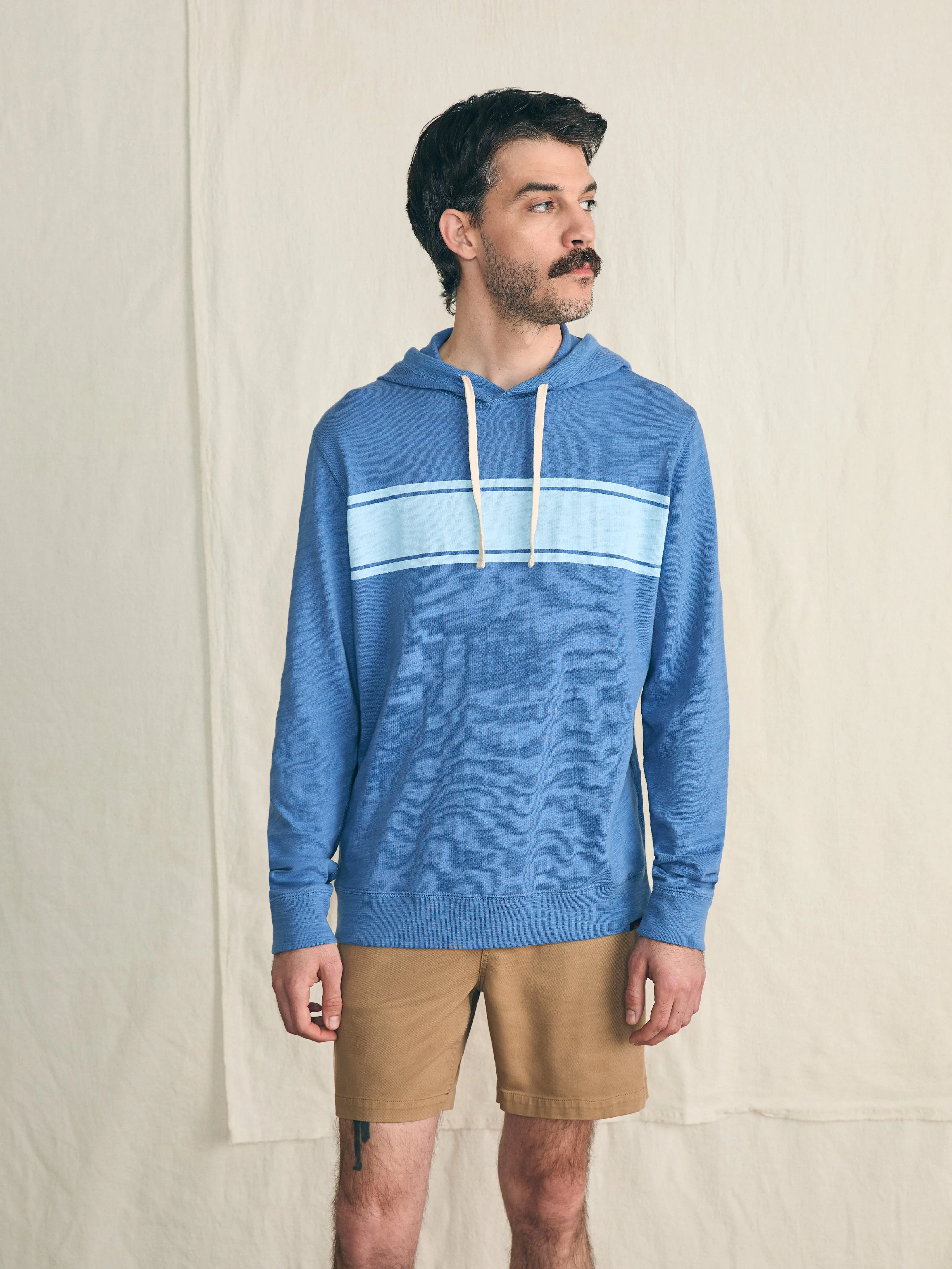 Sunwashed Slub Hoodie - Blue Horizon Surf Stripe sold by Faherty product image thumbnail 3