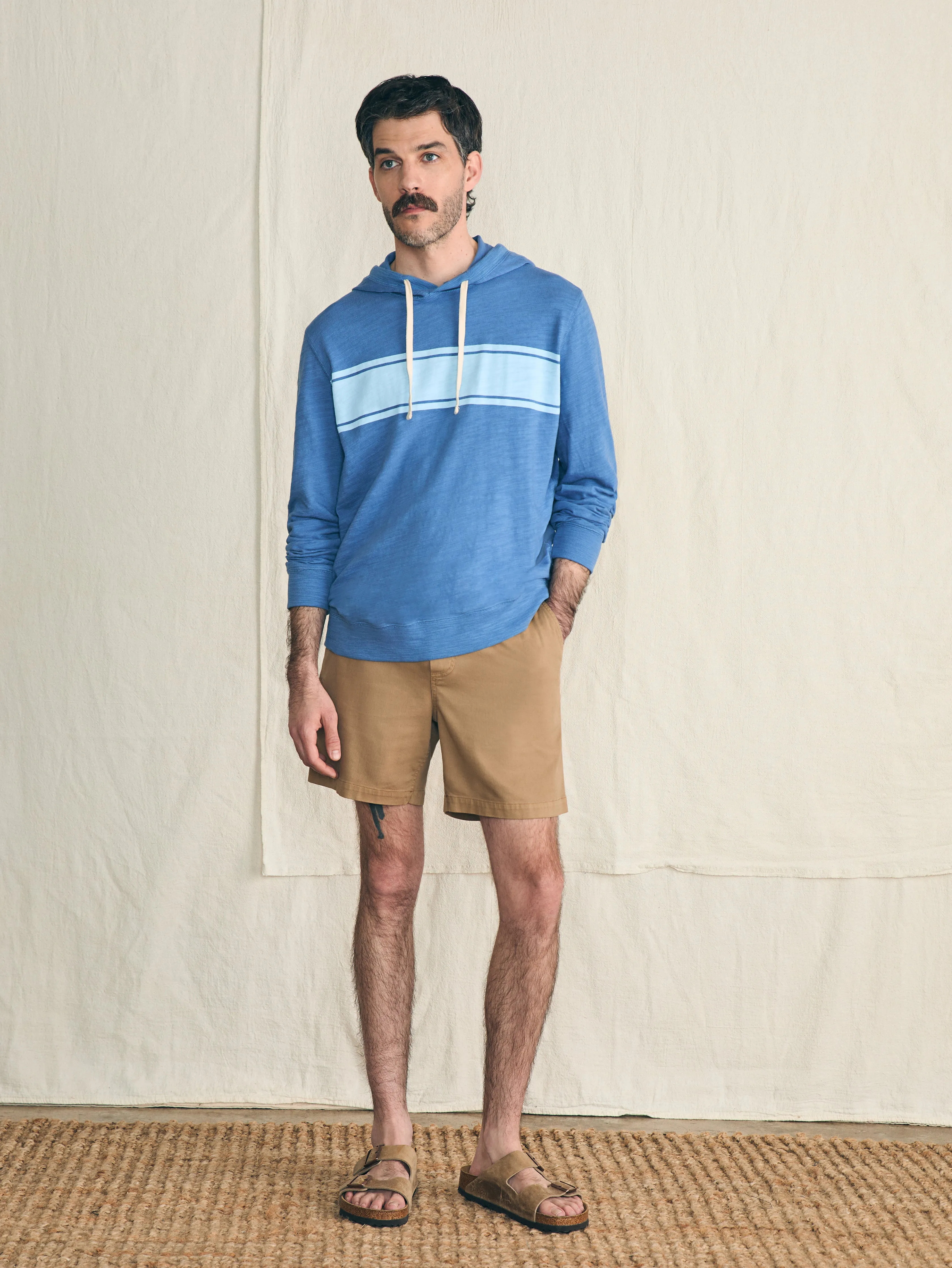 Sunwashed Slub Hoodie - Blue Horizon Surf Stripe sold by Faherty product image thumbnail 5