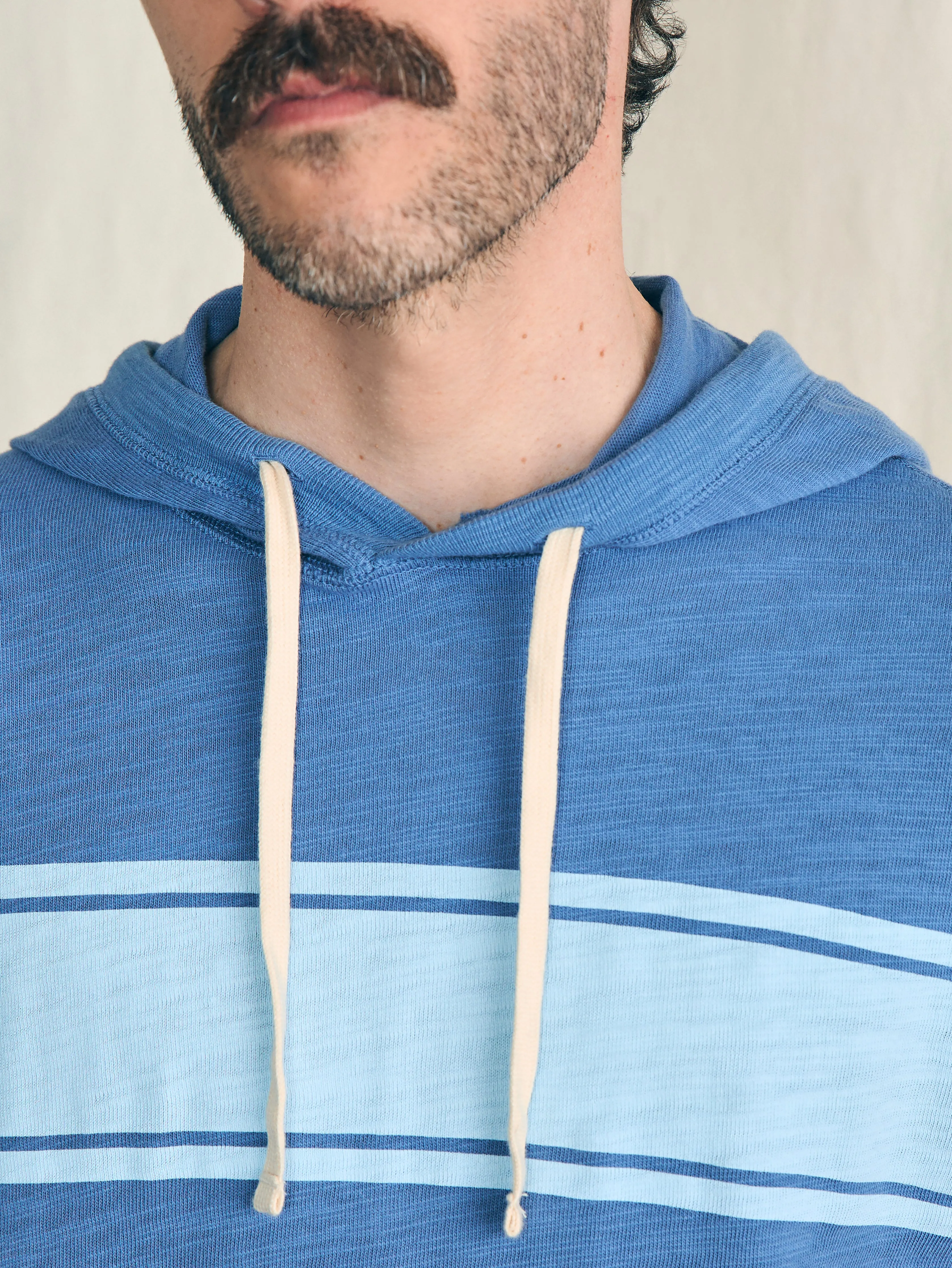 Sunwashed Slub Hoodie - Blue Horizon Surf Stripe sold by Faherty product image thumbnail 2