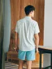 Short-Sleeve Breeze Shirt (Tall) - Teal Jungle Leaf Print sold by Faherty