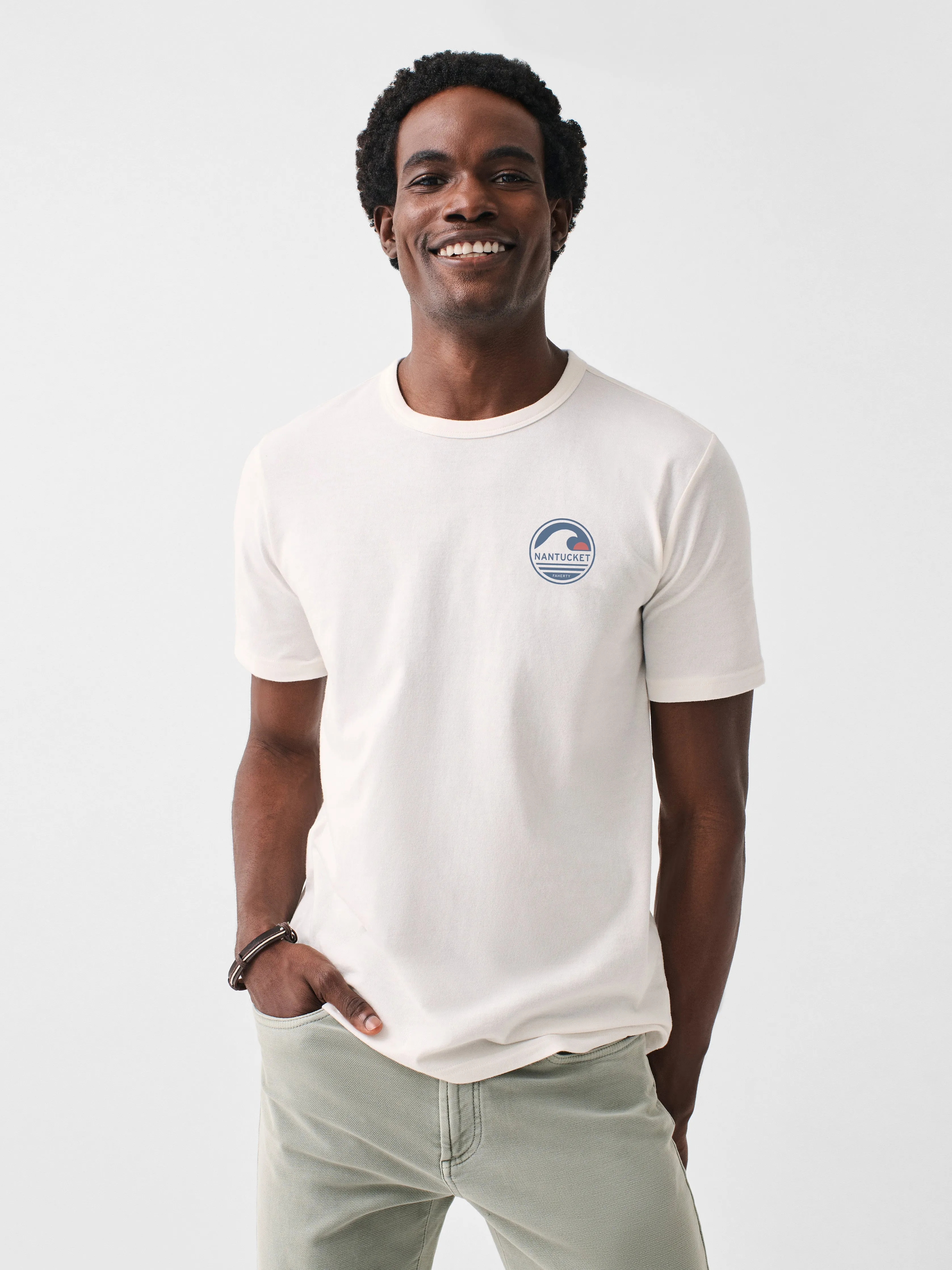 Nantucket Short-Sleeve Crew T-Shirt - White sold by Faherty
