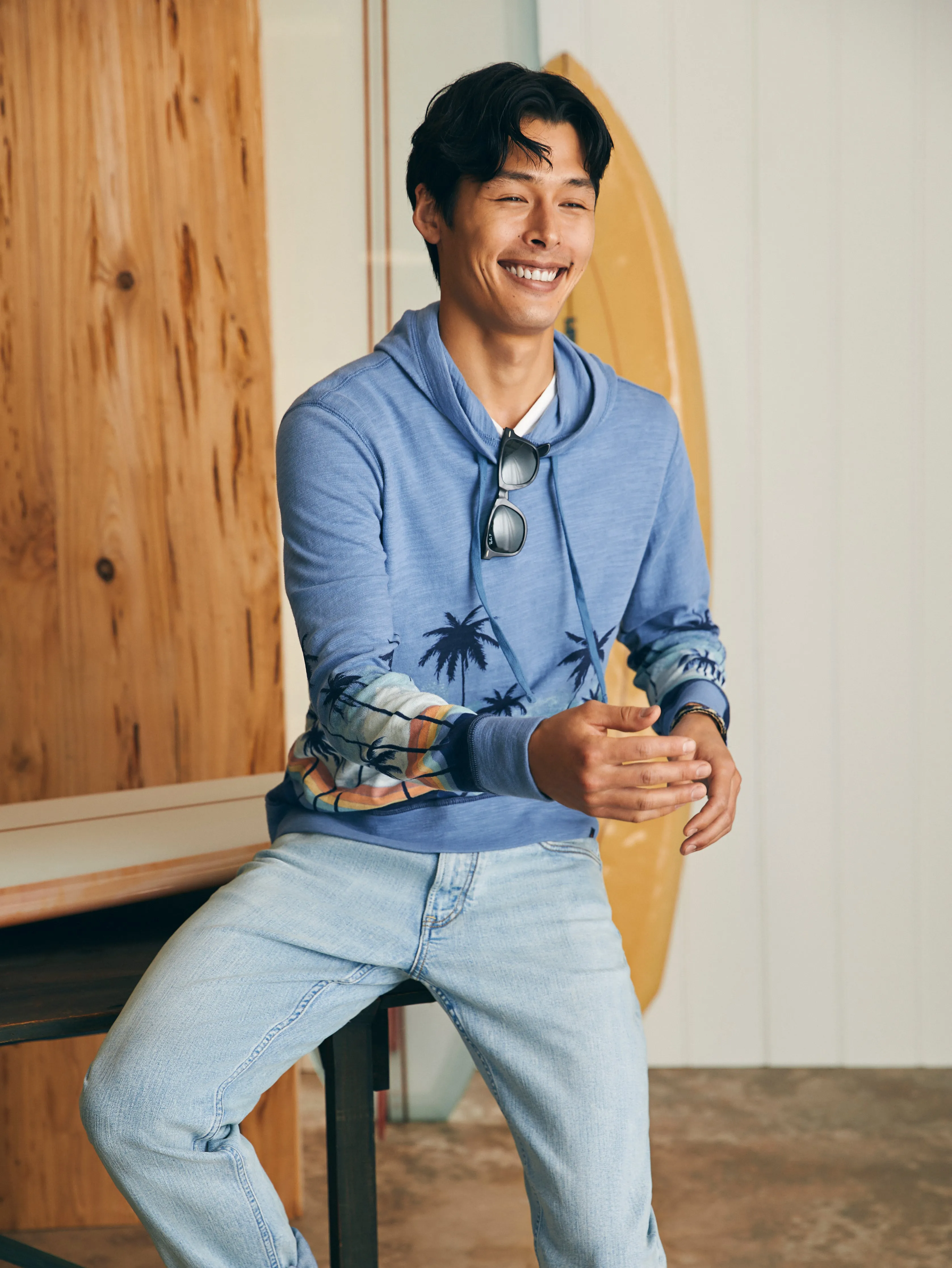 Sunwashed Slub Hoodie - Palm Rainbow Ombre sold by Faherty product image thumbnail 4