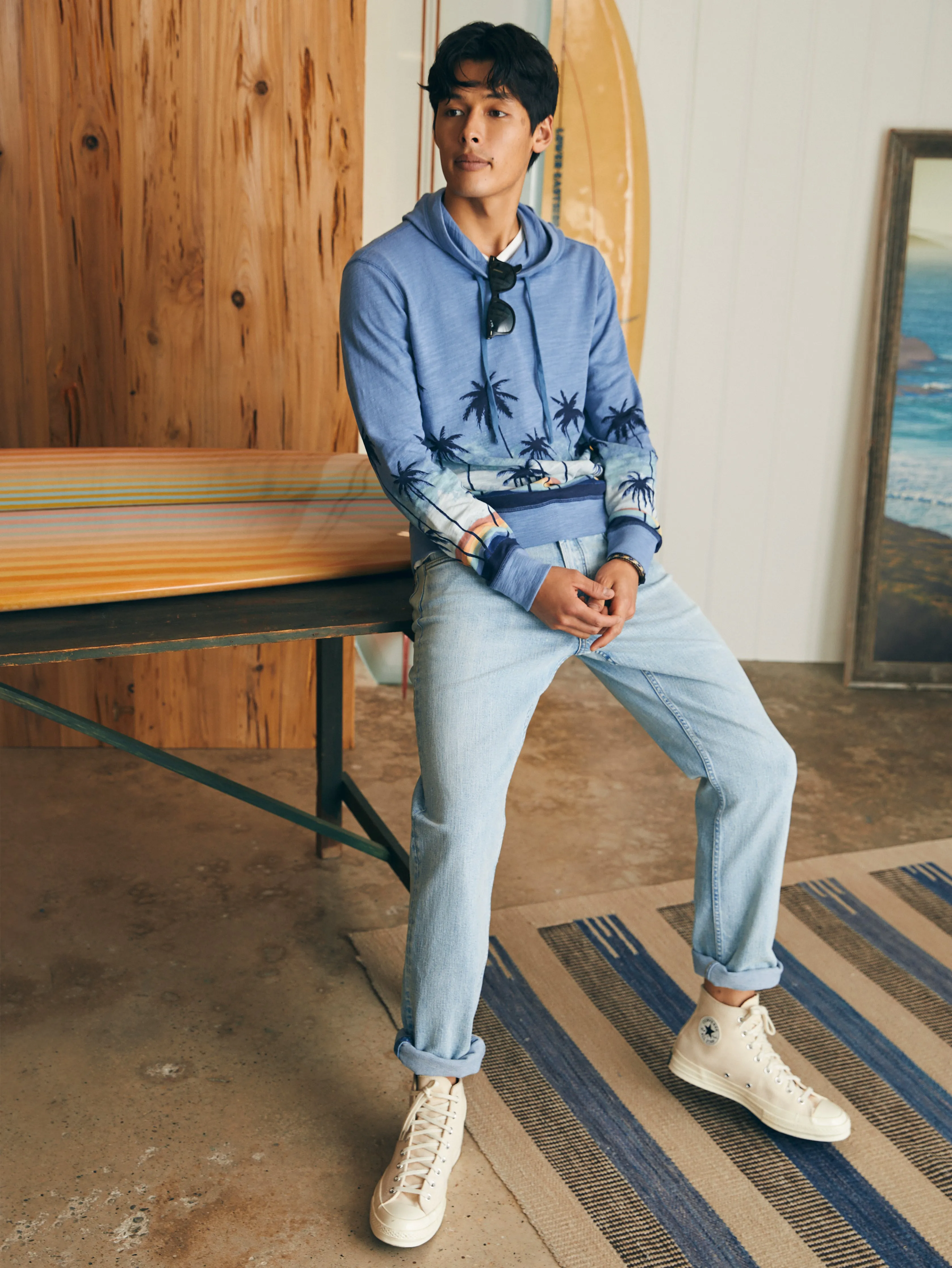 Sunwashed Slub Hoodie - Palm Rainbow Ombre sold by Faherty product image thumbnail 3