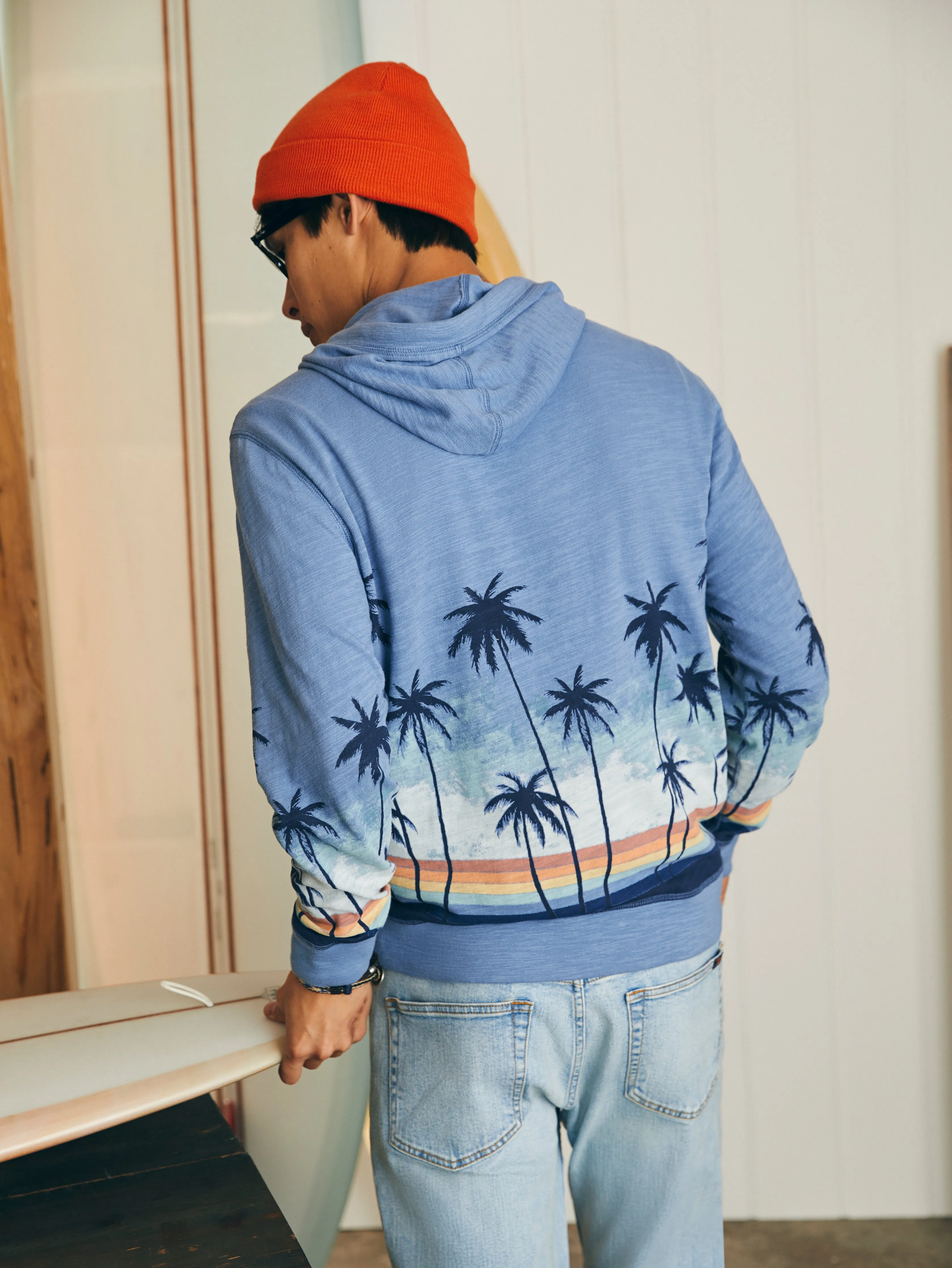 Sunwashed Slub Hoodie - Palm Rainbow Ombre sold by Faherty product image thumbnail 2