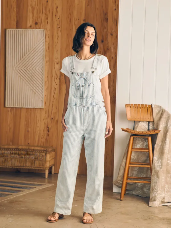Topsail Straight Leg Overall - Railroad Stripe sold by Faherty