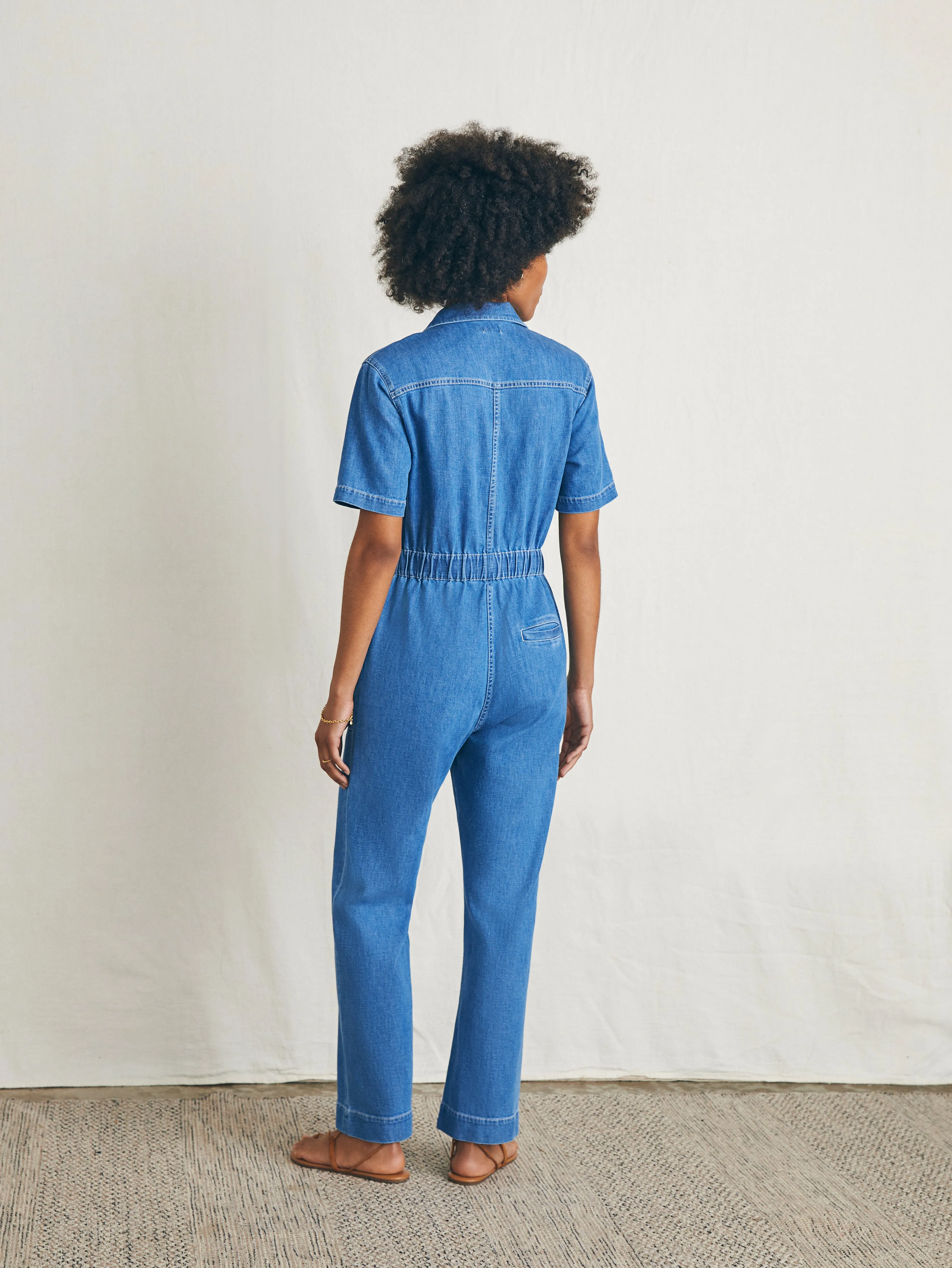 Linen Denim Jumpsuit - Bay Breeze Wash sold by Faherty product image thumbnail 5