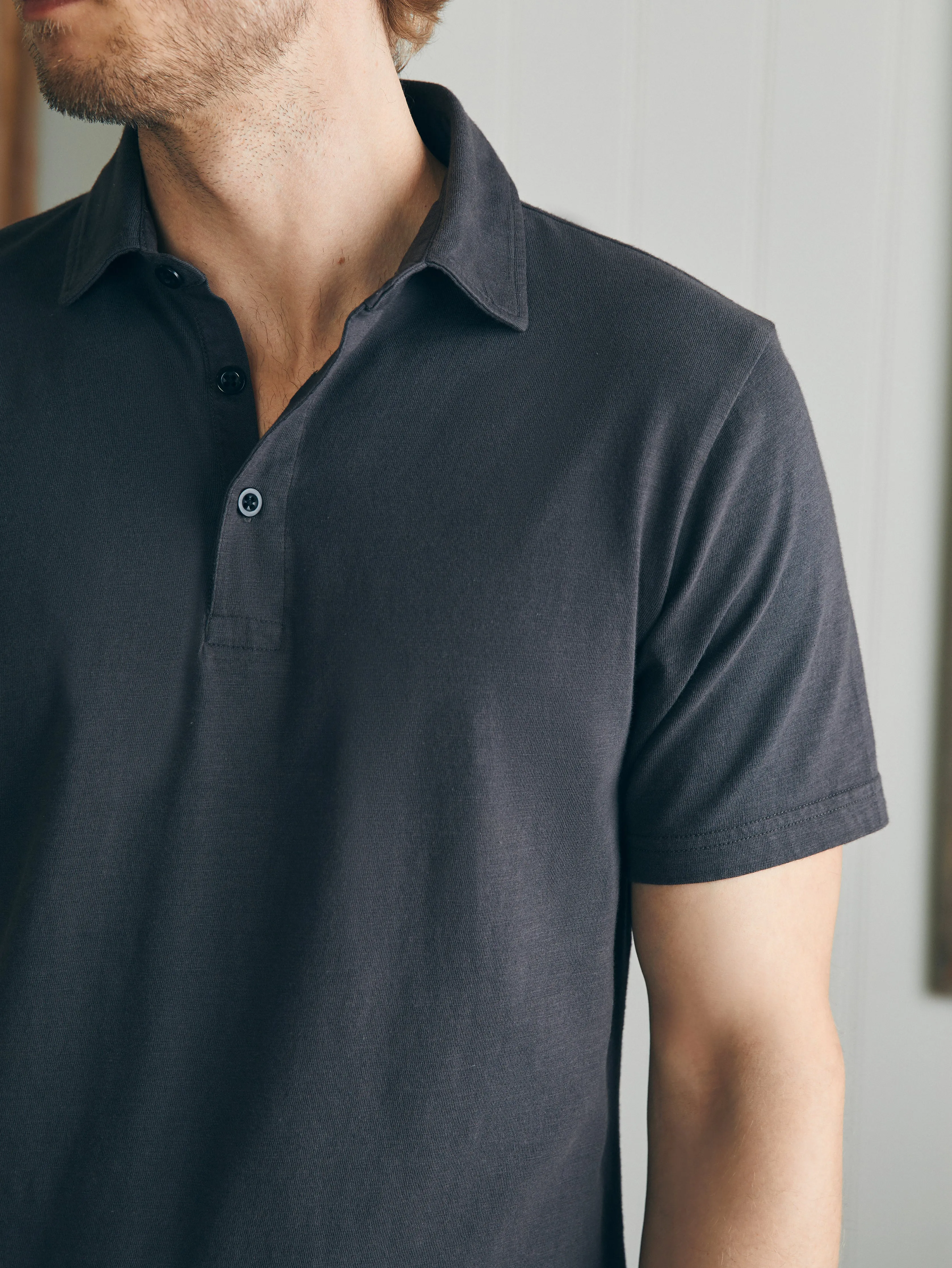 Sunwashed T-Shirt Polo - Washed Black sold by Faherty product image thumbnail 2