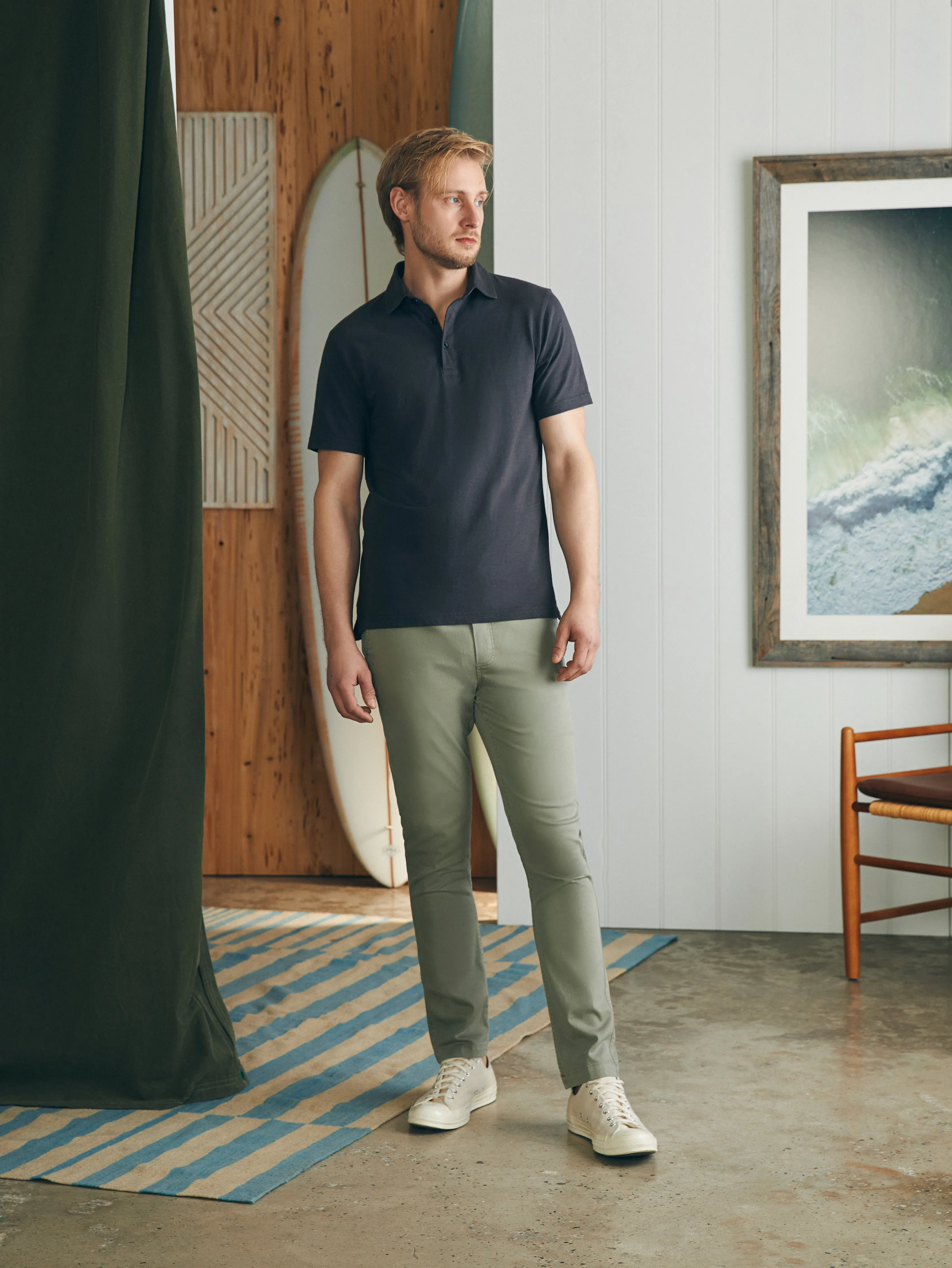 Sunwashed T-Shirt Polo - Washed Black sold by Faherty product image thumbnail 5