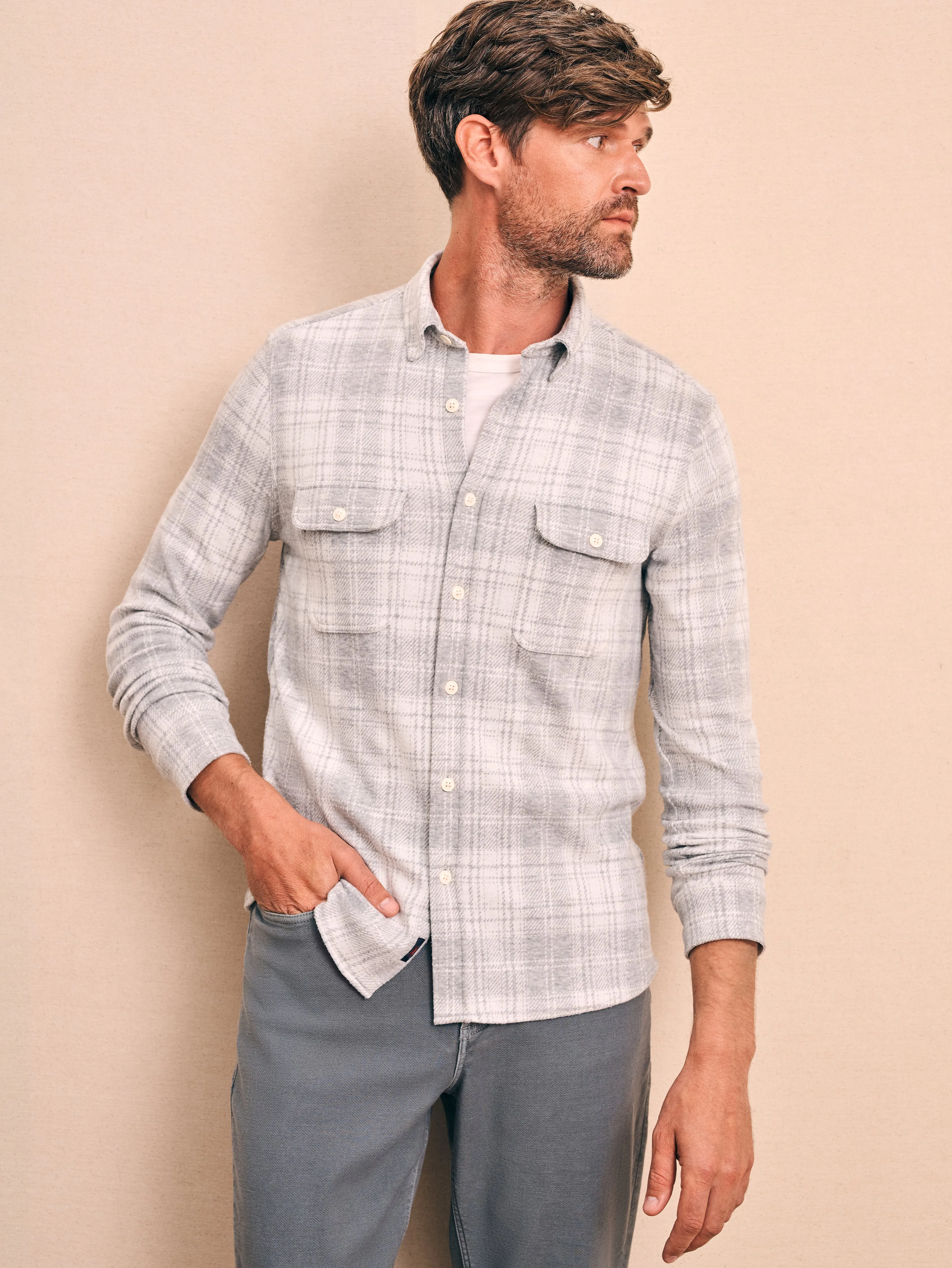 Legend™ Sweater Shirt - Winter Clouds Plaid sold by Faherty