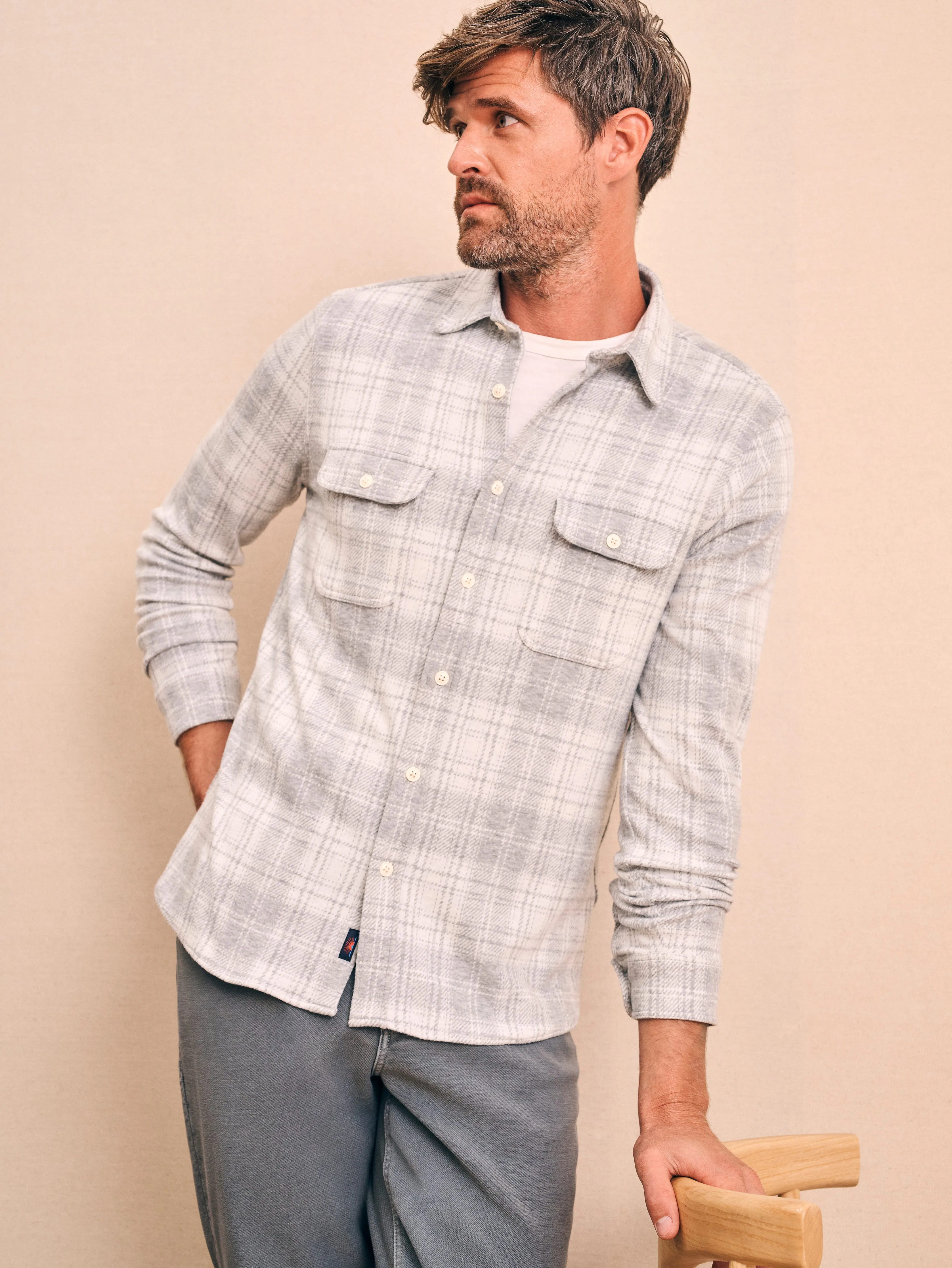 Legend™ Sweater Shirt - Winter Clouds Plaid sold by Faherty product image thumbnail 4