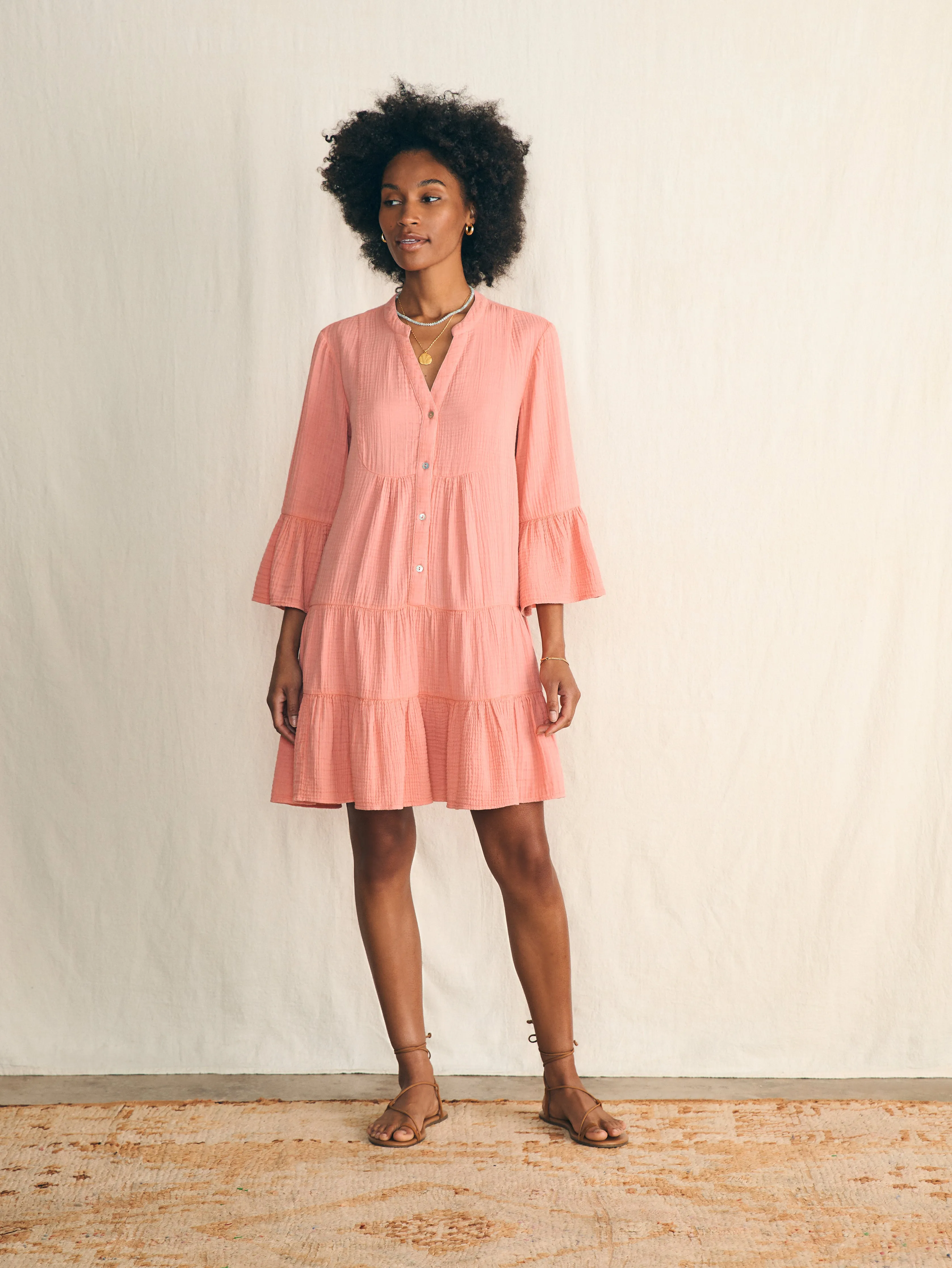 Dune Cotton Gauze Kasey Dress - Coral sold by Faherty product image thumbnail 4